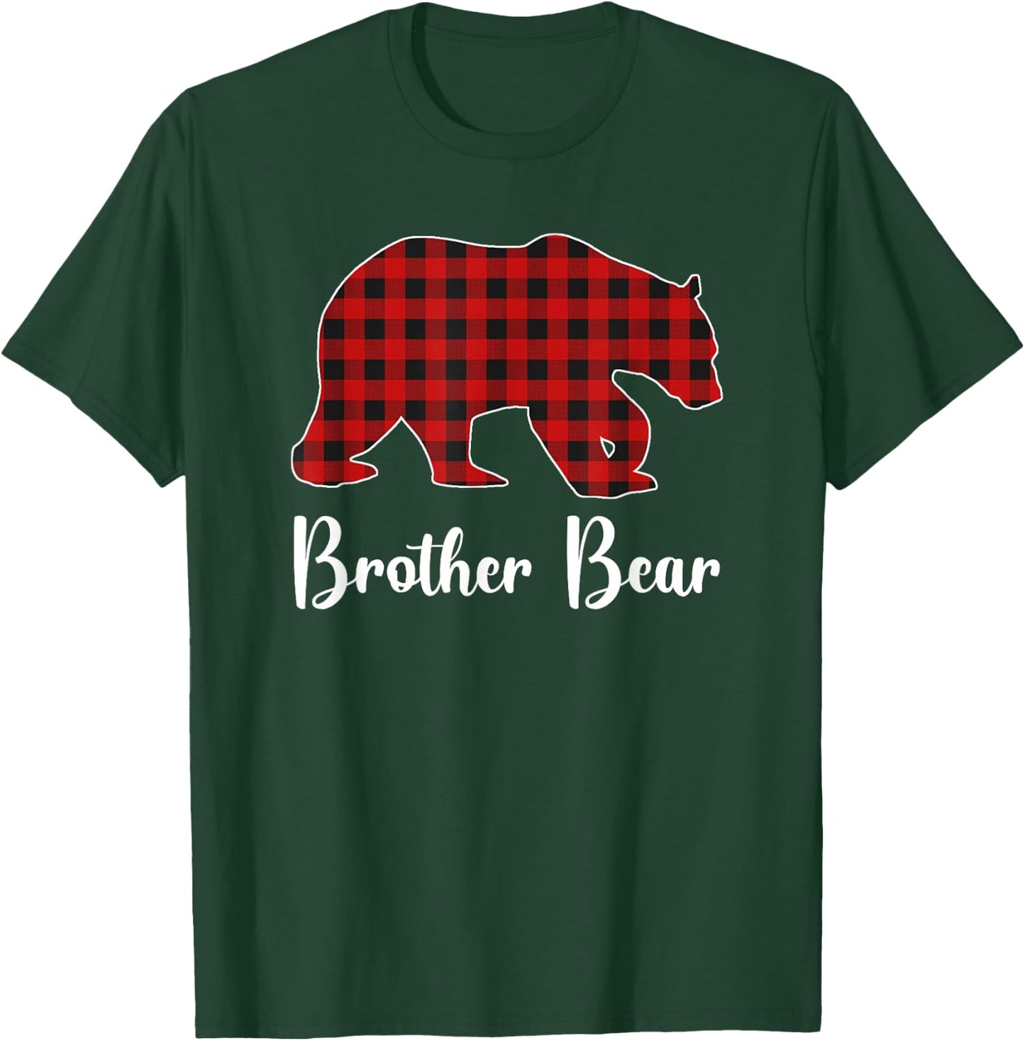 Red Plaid Bear Christmas Pajama Brother Matching Family T-Shirt - T-Shirt | Forest