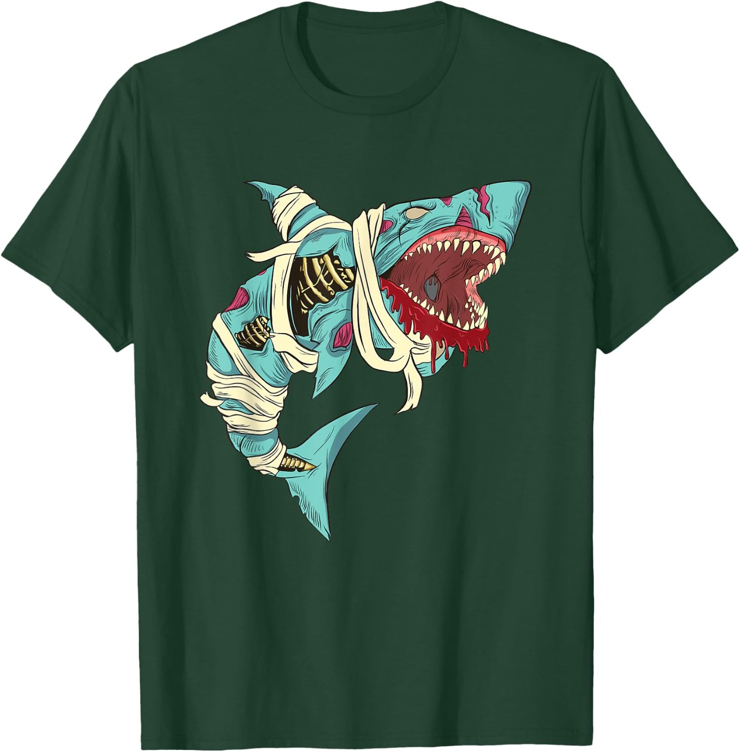 Shark Zombie Shirt Creepy Zombie Halloween Costume Mummy T-Shirt - T-Shirt | Forest