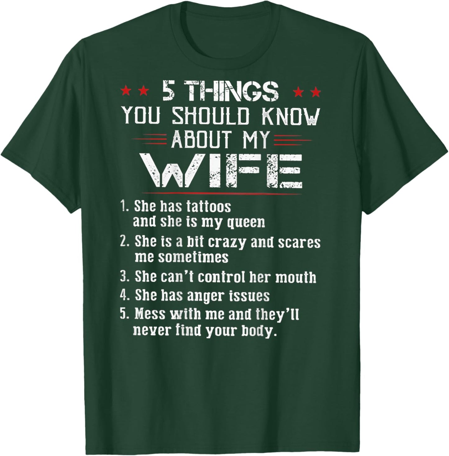 5 Things You Should Know About My Wife Has Tattoos (on back) T-Shirt - T-Shirt | Forest