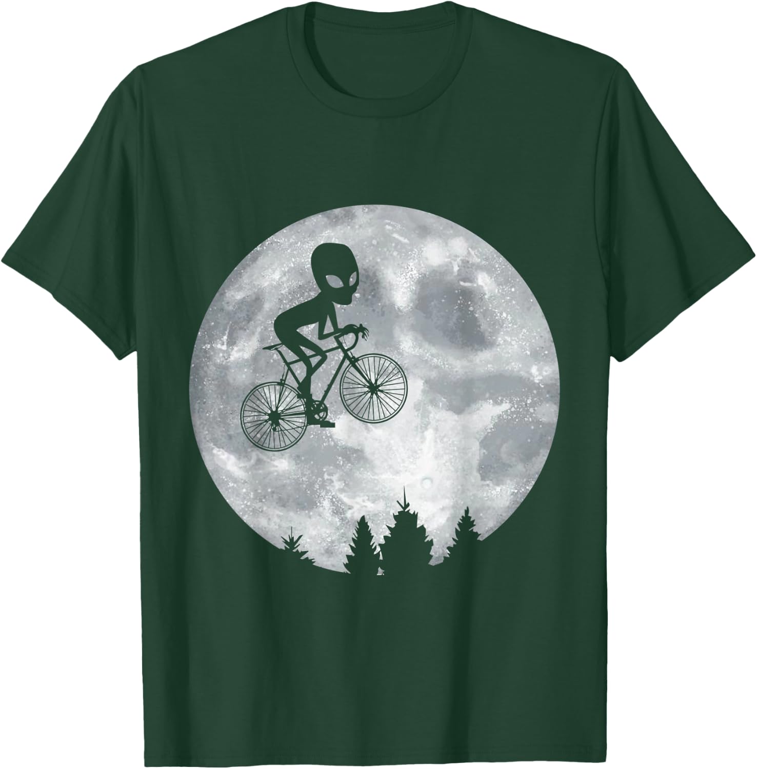 ALIEN Riding Moon Bike Halloween Lunar Cycling Cyclist T-Shirt - T-Shirt | Forest
