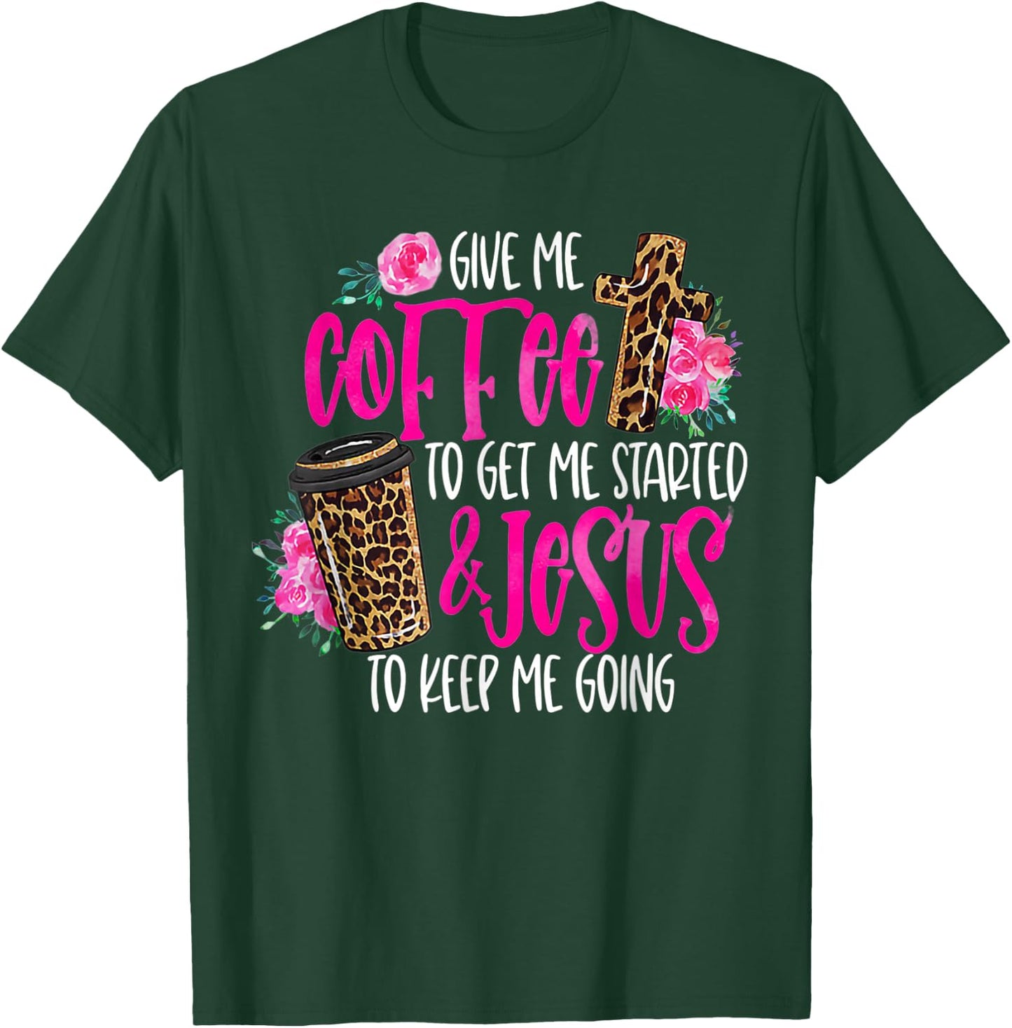Coffee and Jesus Women's Misses Plus Size Teacher T-Shirt - T-Shirt | Forest