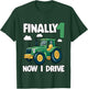Kids Finally 1 Now I Drive 1st Birthday Party Boy Tractor Kids T-Shirt - T-Shirt | Forest