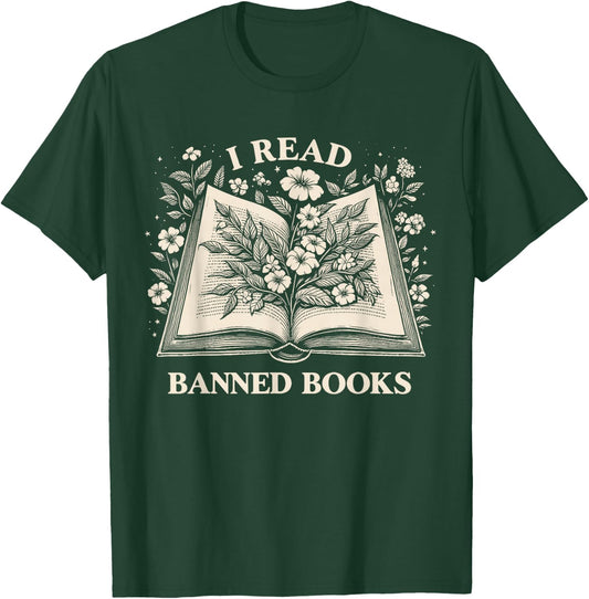 Read Banned Books Wildflower Book Lover Bookworm Reader T-Shirt - T-Shirt | Forest