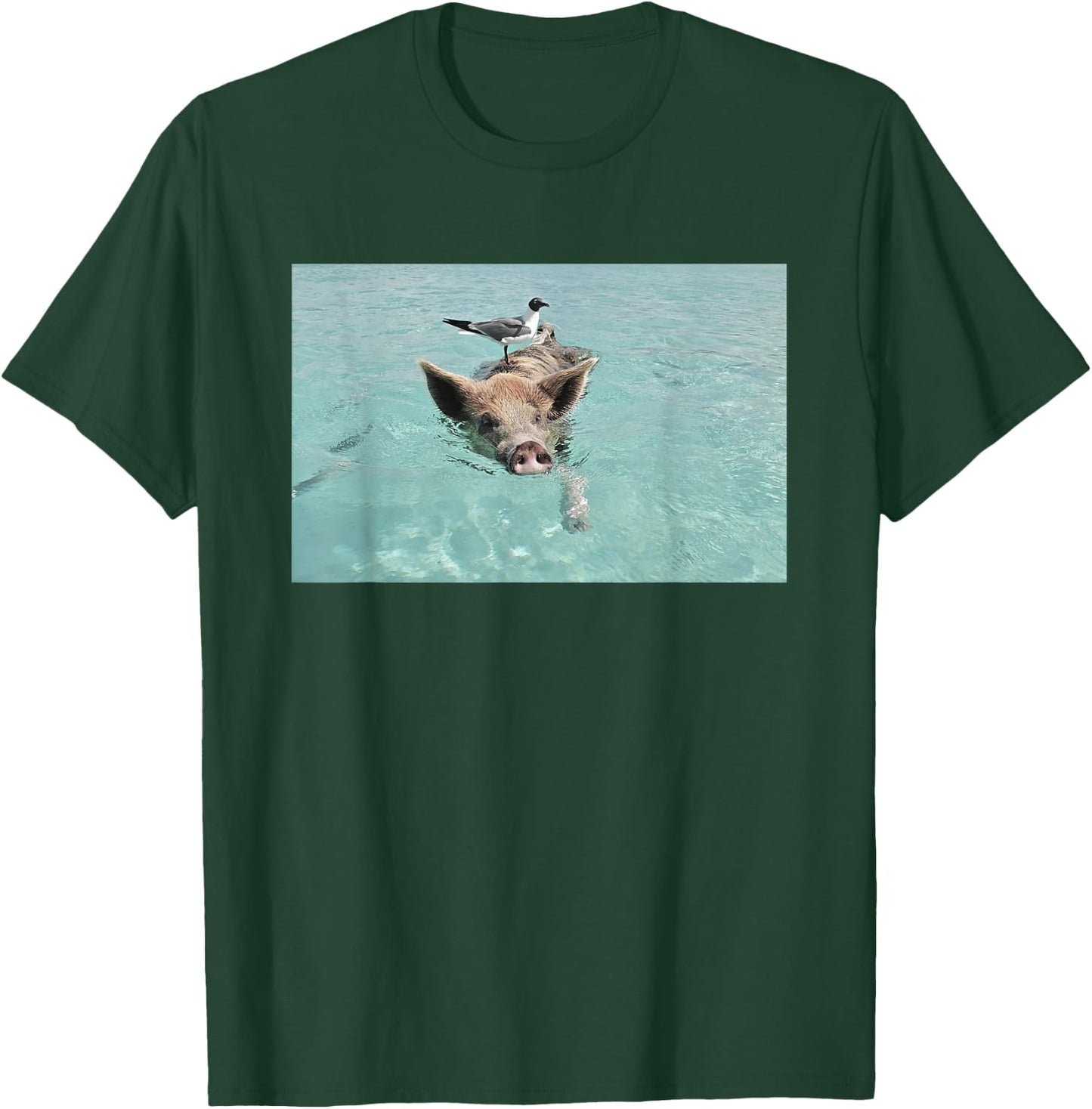 Funny Swimming Pig in Ocean Pigs Bahamas Exumas Vintage T-Shirt - T-Shirt | Forest