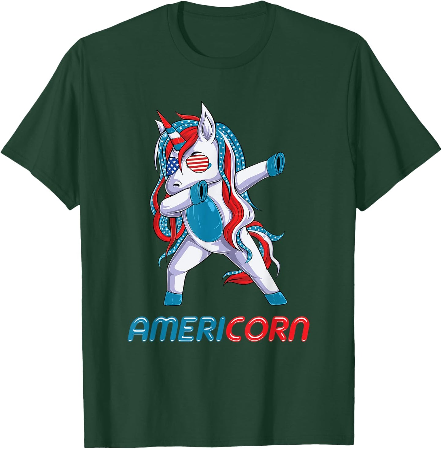 Dabbing Americorn Unicorn 4th Of July Mericorn Merica Kids T-Shirt - T-Shirt | Forest