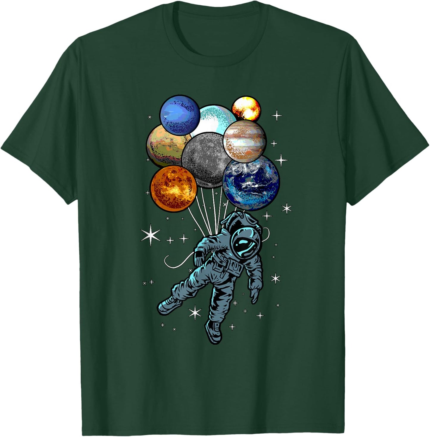 Astronaut Space Balloons Moon Mars Planets | Astronaut T-Shirt - T-Shirt | Forest