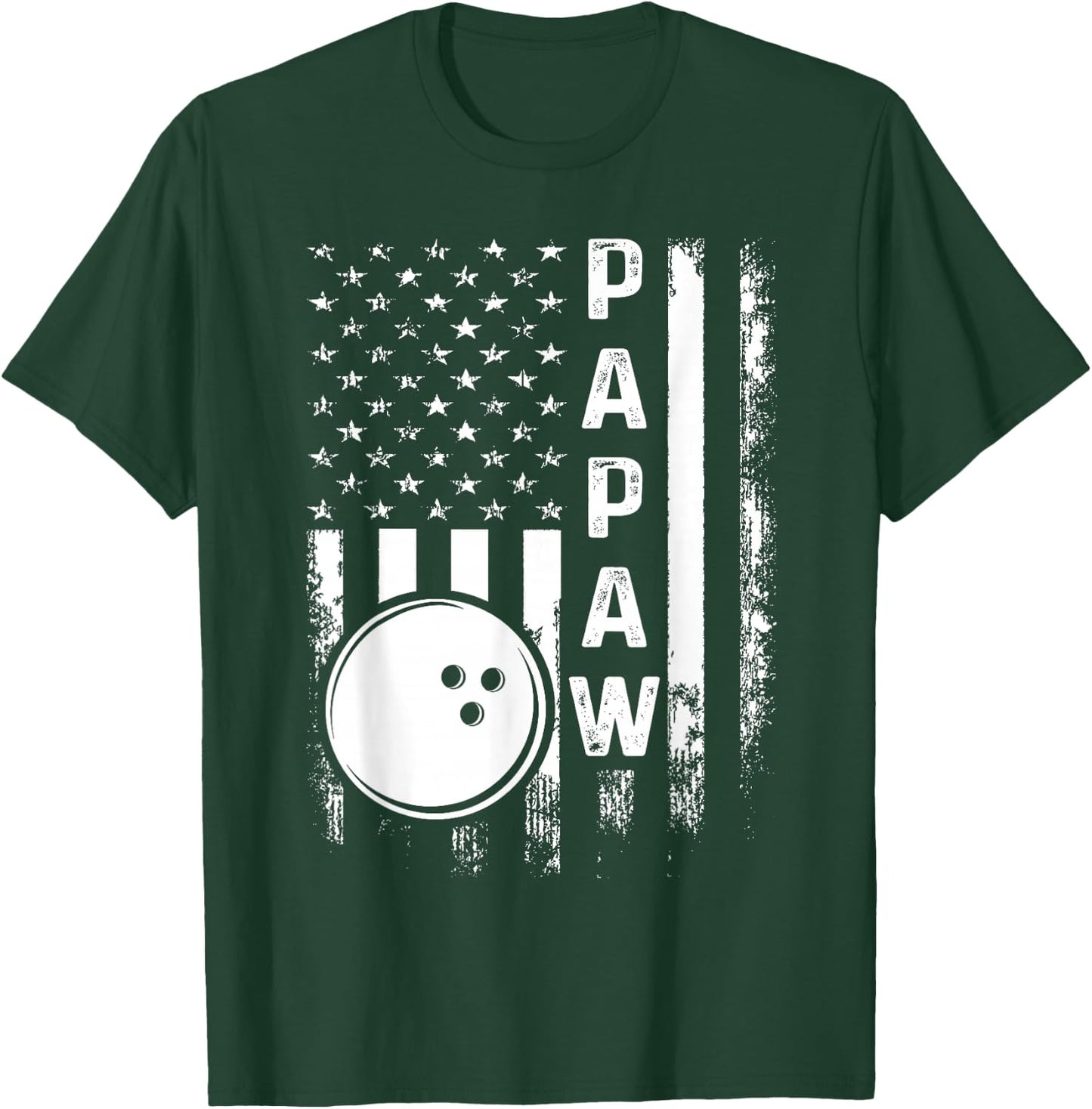 Bowling Papaw American Flag Vintage Christmas Xmas T-Shirt - T-Shirt | Forest