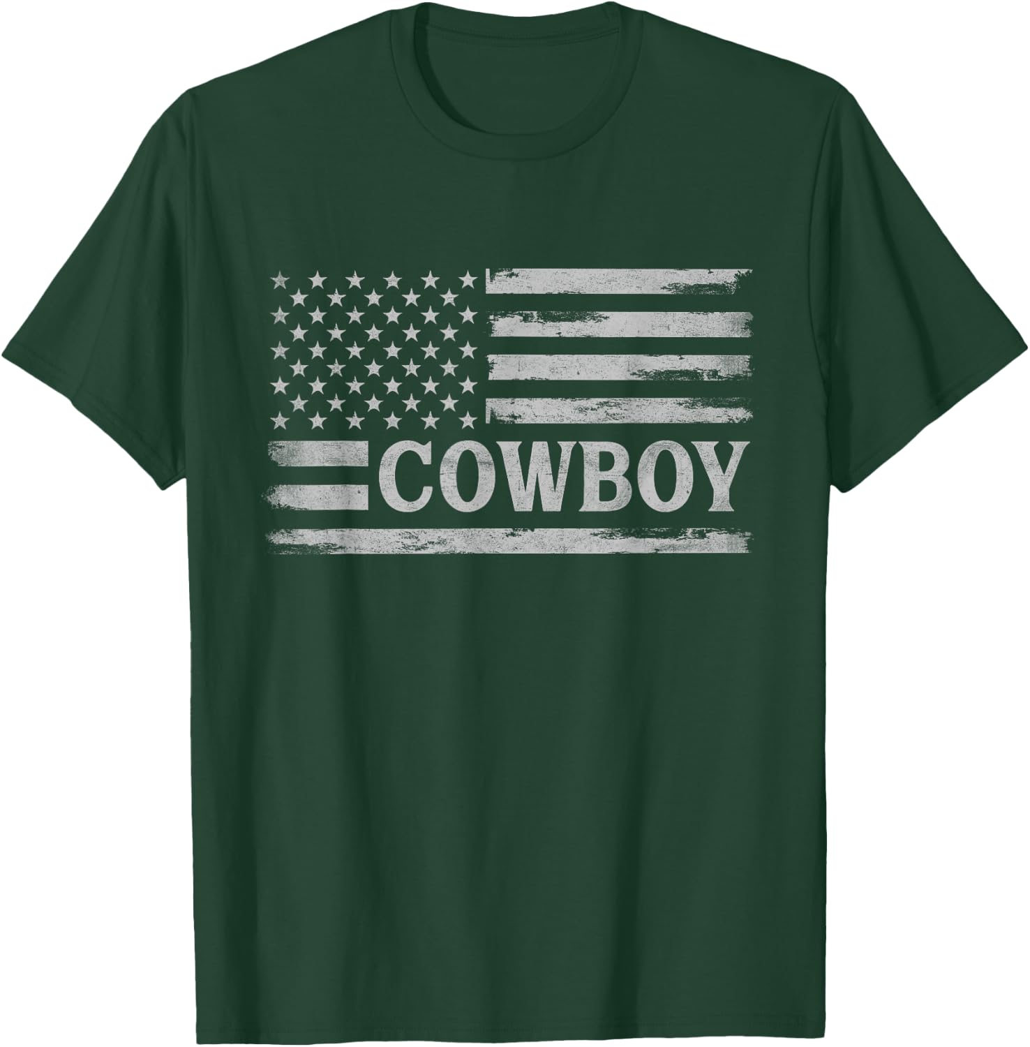 Cowboy Grey Vintage USA Flag Father's Day Rancher T-Shirt - T-Shirt | Forest