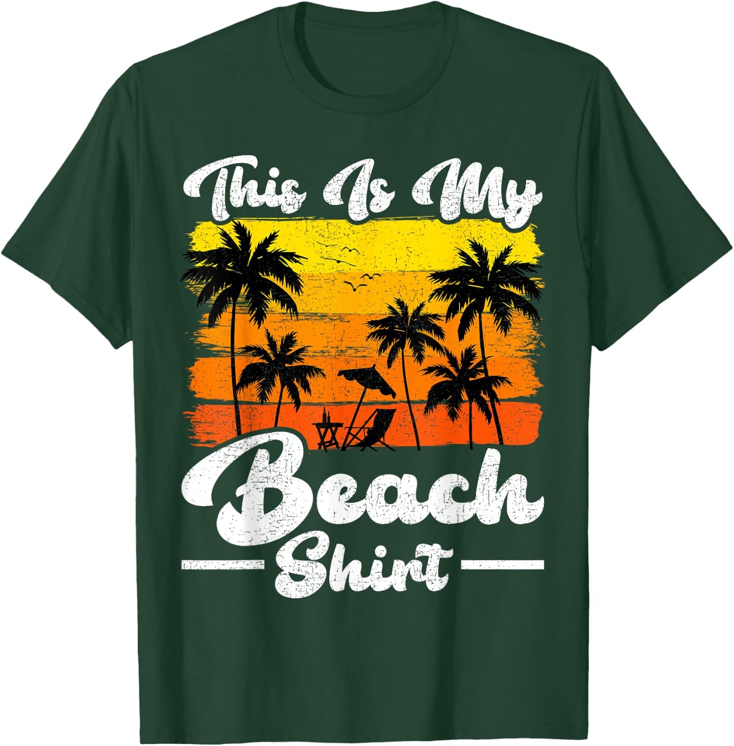 Summer Vacation Vintage Retro Palm Tree This Is My Beach Women Girls Kids T-Shirt - T-Shirt | Forest