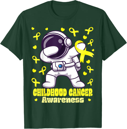 Childhood Cancer Funny Dabbing Astronaut Warrior T-Shirt - T-Shirt | Forest