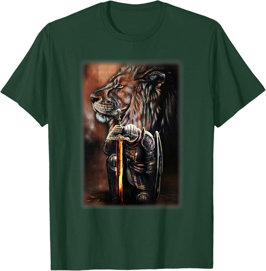 Knight Templar God Lion Christian Jesus Lover T-Shirt - T-Shirt | Forest