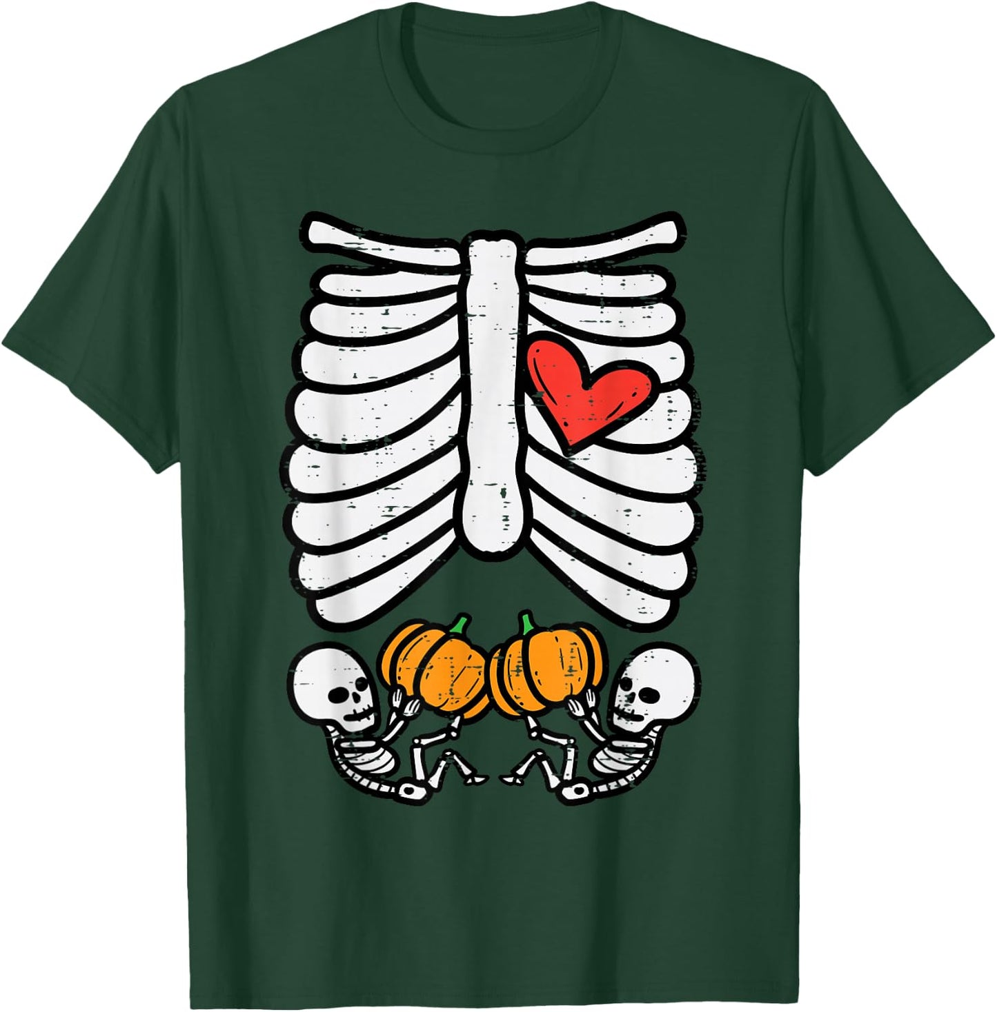 Skeleton Baby Twins Halloween Pregnancy Announcement Mom T-Shirt - T-Shirt | Forest