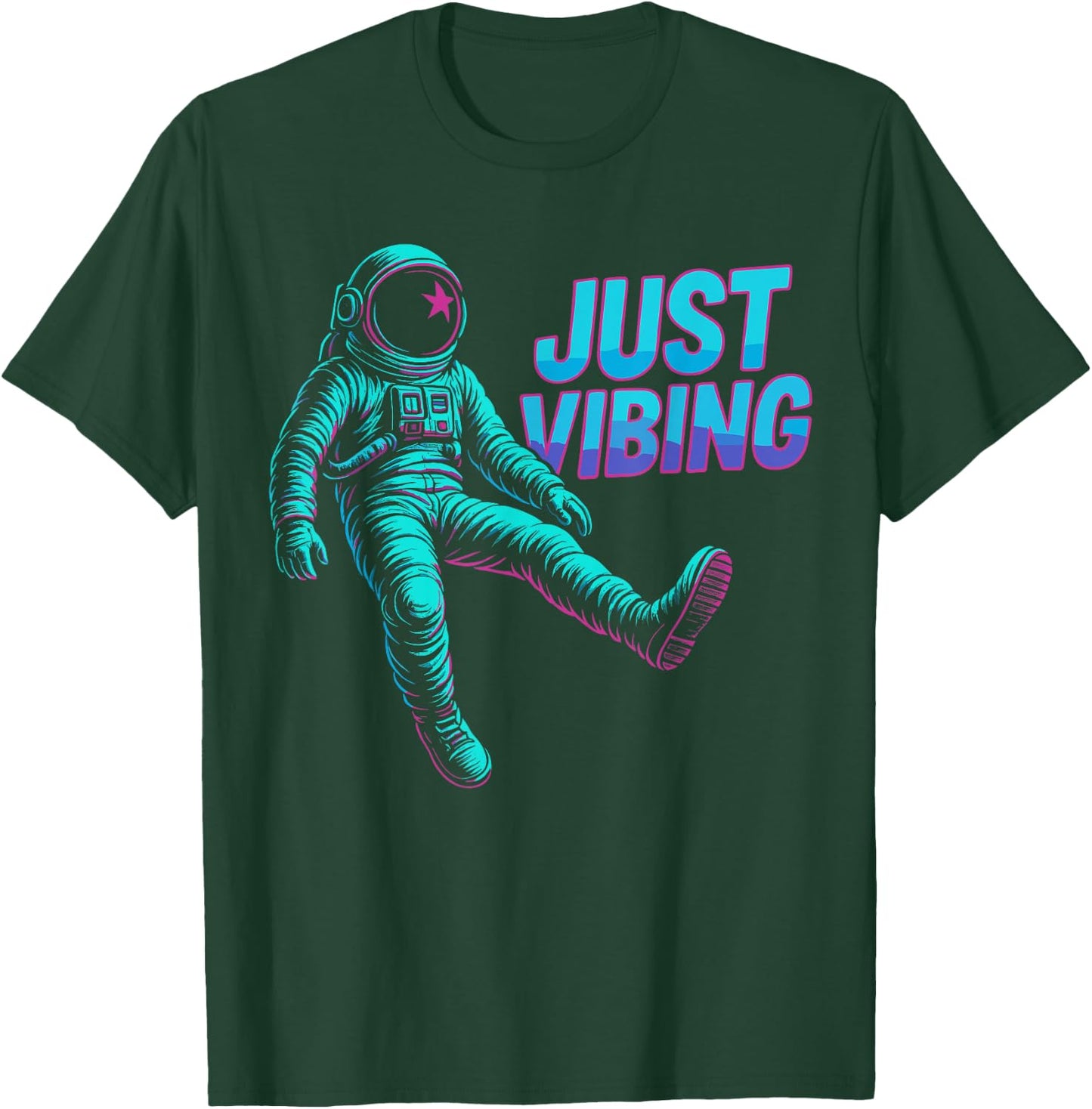 Astronaut Purple and Teal Shirts, Galaxy Just Vibing T-Shirt - T-Shirt | Forest