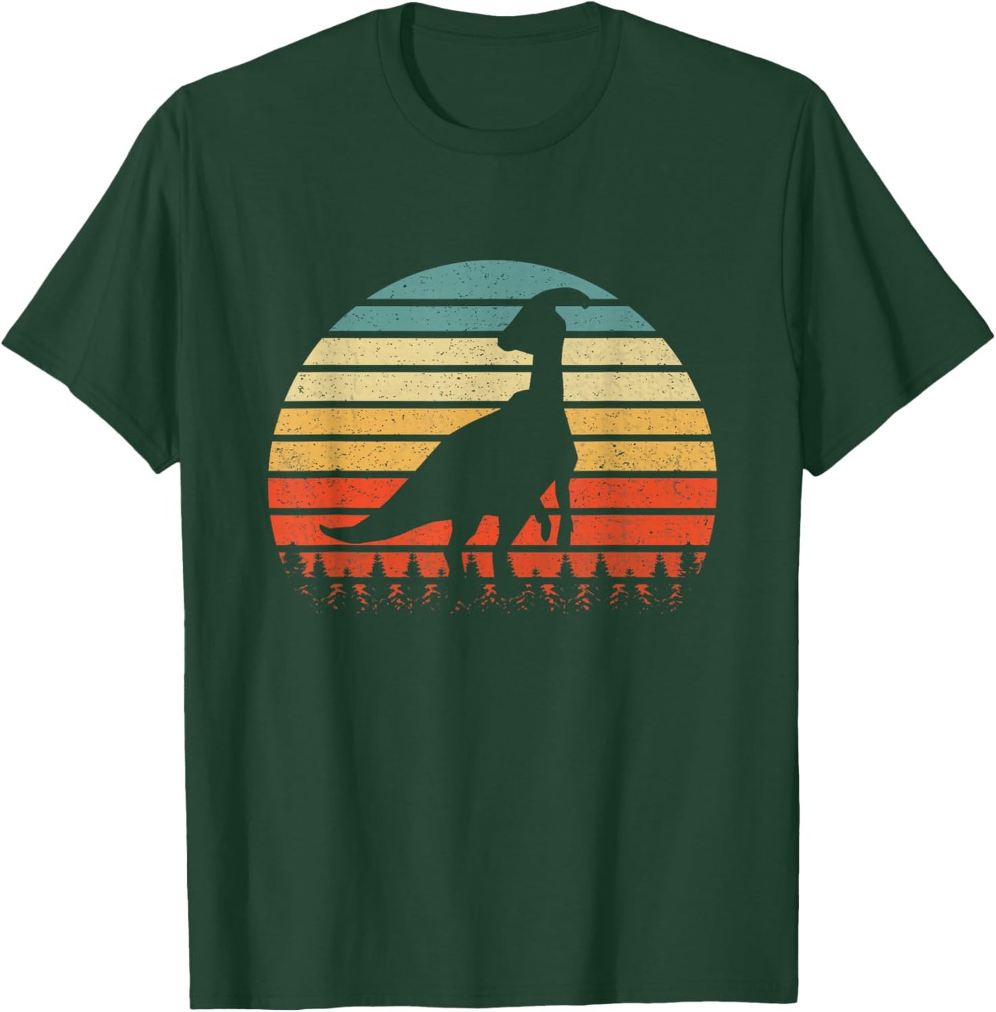 Vintage Parasaurolophus Dinosaurus Sunset Retro T-Shirt - T-Shirt | Forest
