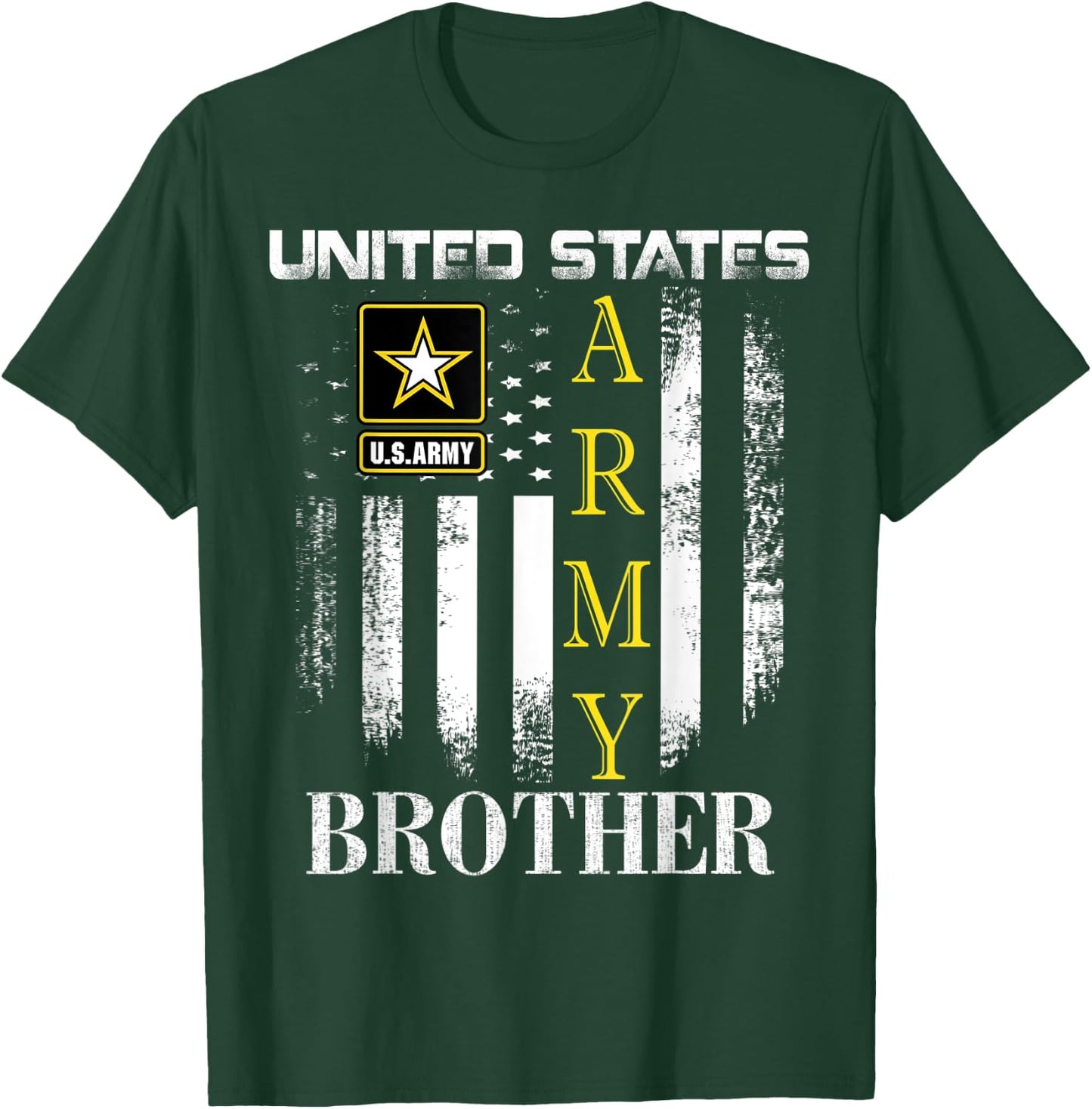 Vintage United States Army Brother With American Flag Gift Women Kids Men T-Shirt - T-Shirt | Forest
