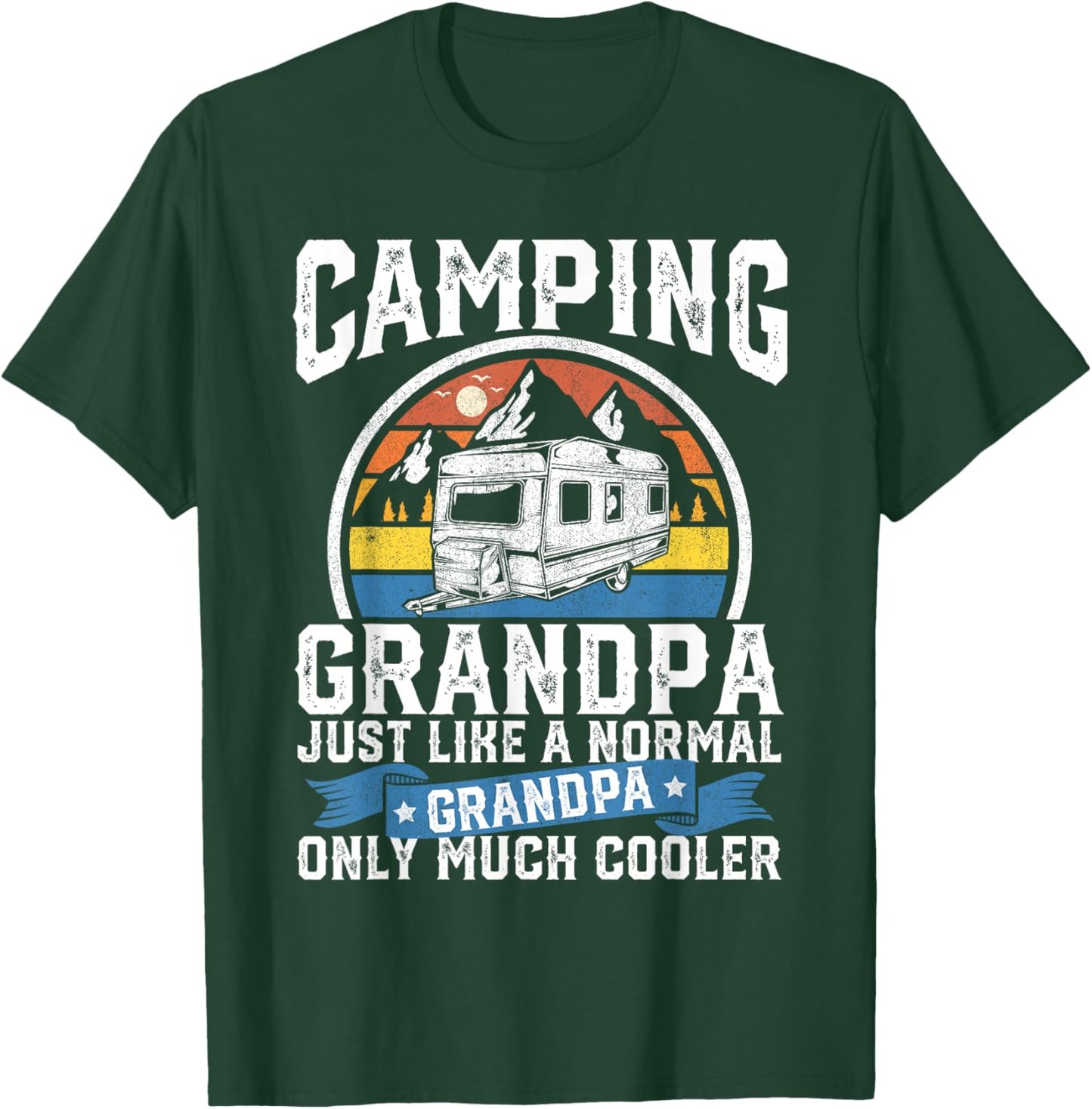 Camping Grandpa Funny Camper RV Retro Papa Outdoors Gift T-Shirt - T-Shirt | Forest
