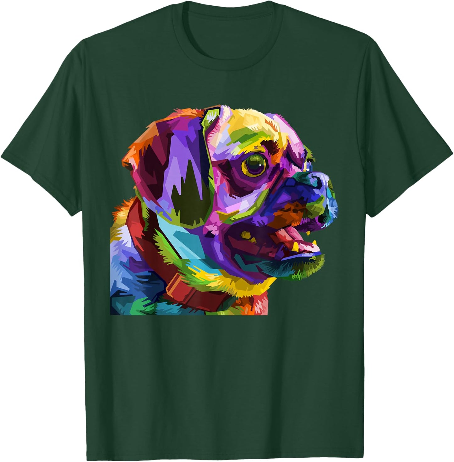 Pug Pop Art Colorful Portrait Carlino for Dog Lovers T-Shirt - T-Shirt | Forest