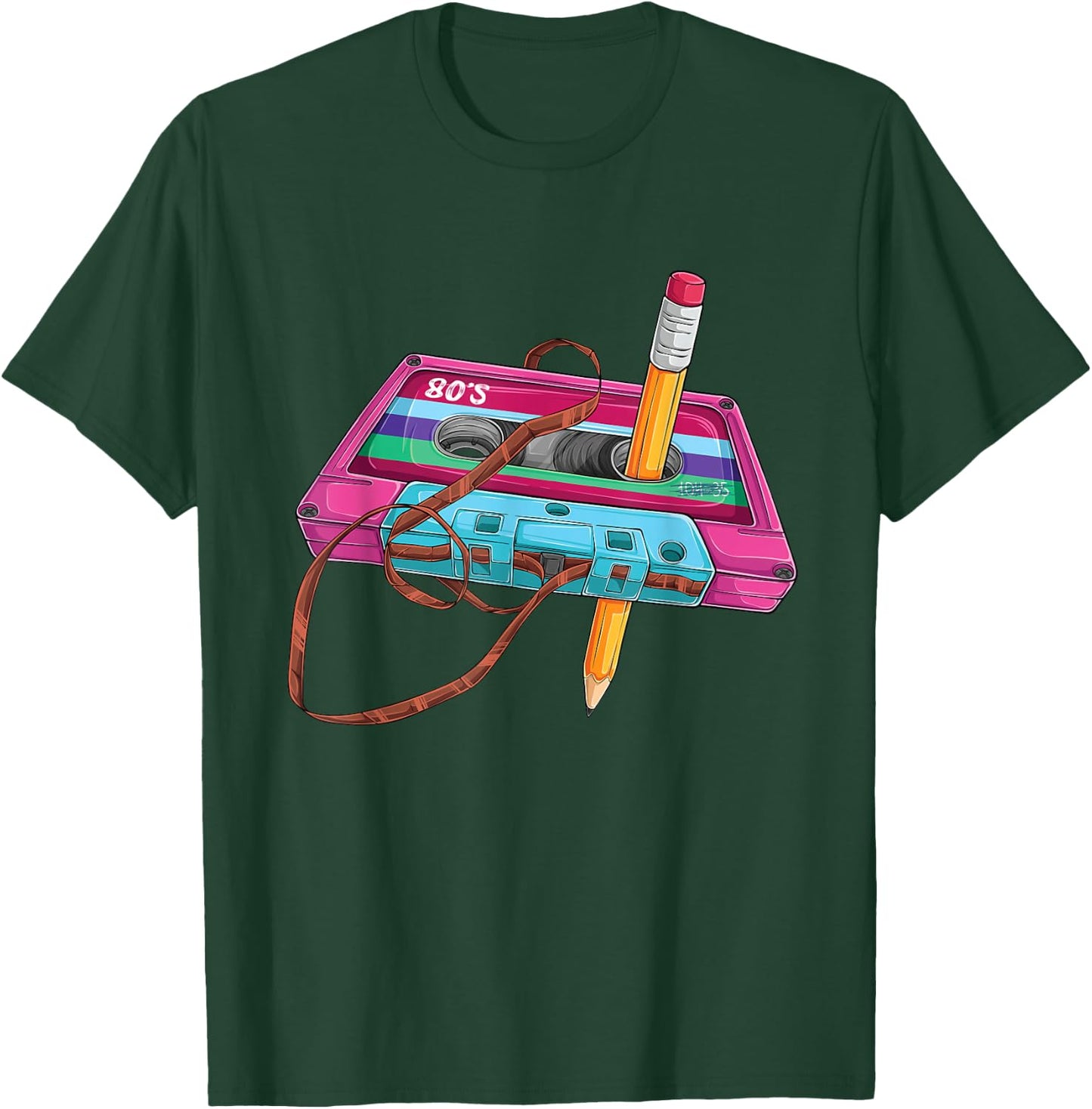 Vintage Cassette Tape Pencil 70's 80's 90's Music Mixtape T-Shirt - T-Shirt | Forest