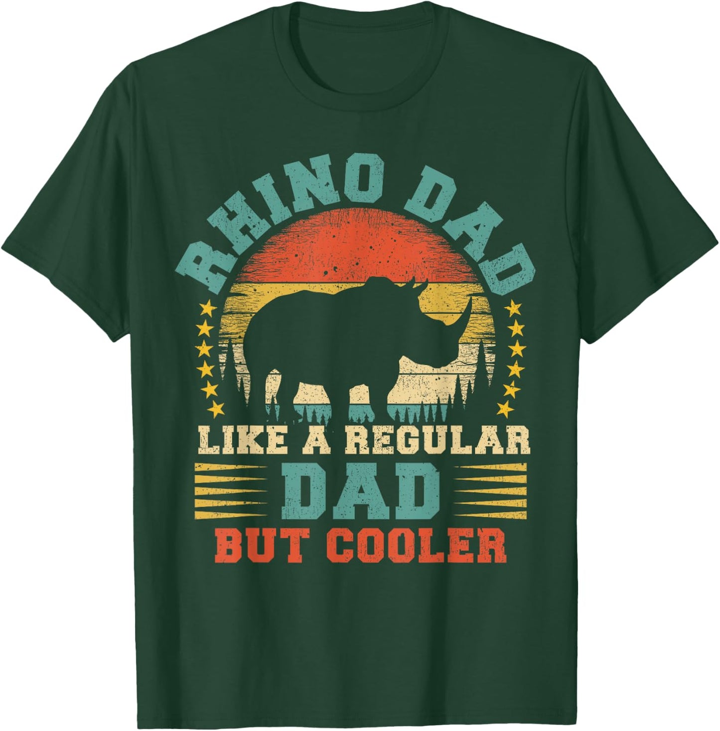 Vintage Rhino Dad Like A Regular Dad Rhino Father's Day T-Shirt - T-Shirt | Forest