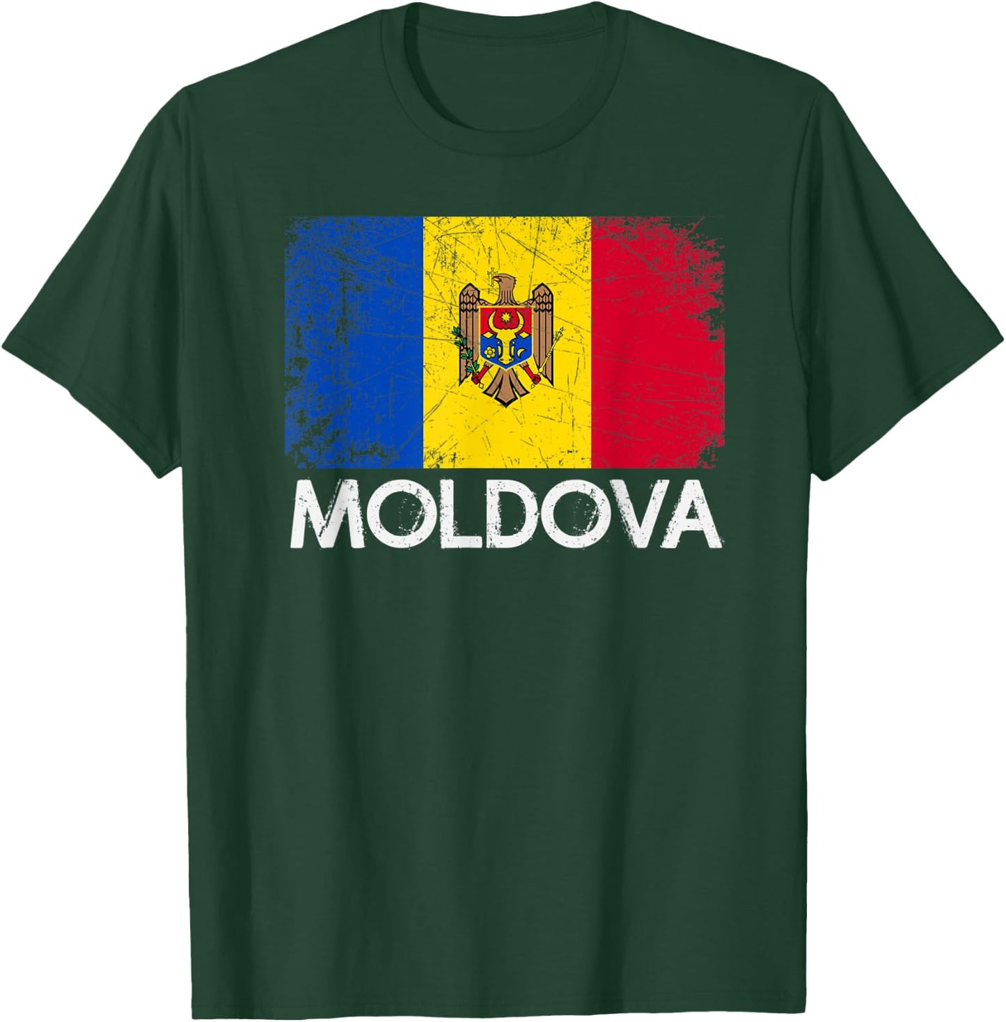 Moldovan Flag | Vintage Made In Moldova Gift T-Shirt - T-Shirt | Forest