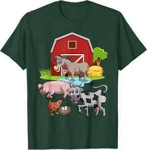 Donkey Pig Chicken Cow Agriculture Farm Animal T-Shirt - T-Shirt | Forest