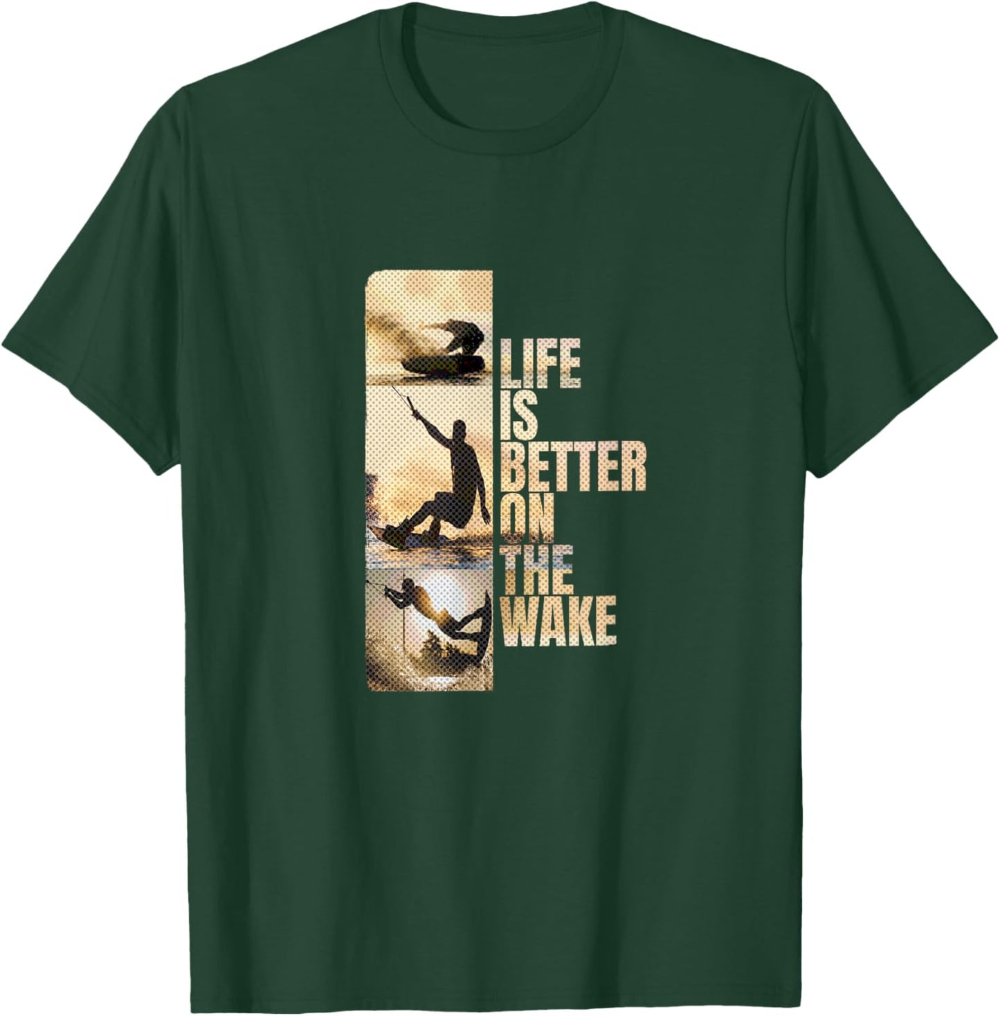 Wake-X Wakeboard Wakeskate Wassersport Wakeboarder , -Adults, Black, Small, Short Sleeve, Vintage Style, Life is Better on the Wakeboard T-Shirt - T-Shirt | Forest