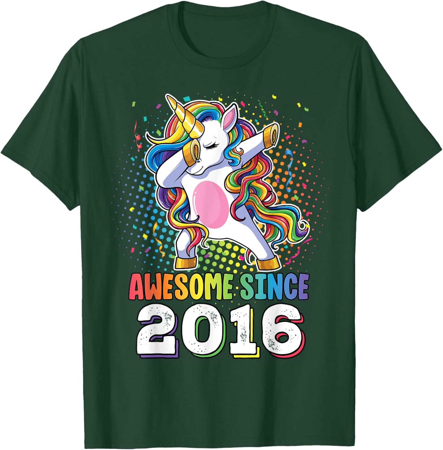 Awesome Since 2016 Girls Boys Dabbing Unicorn Birthday T-Shirt - T-Shirt | Forest