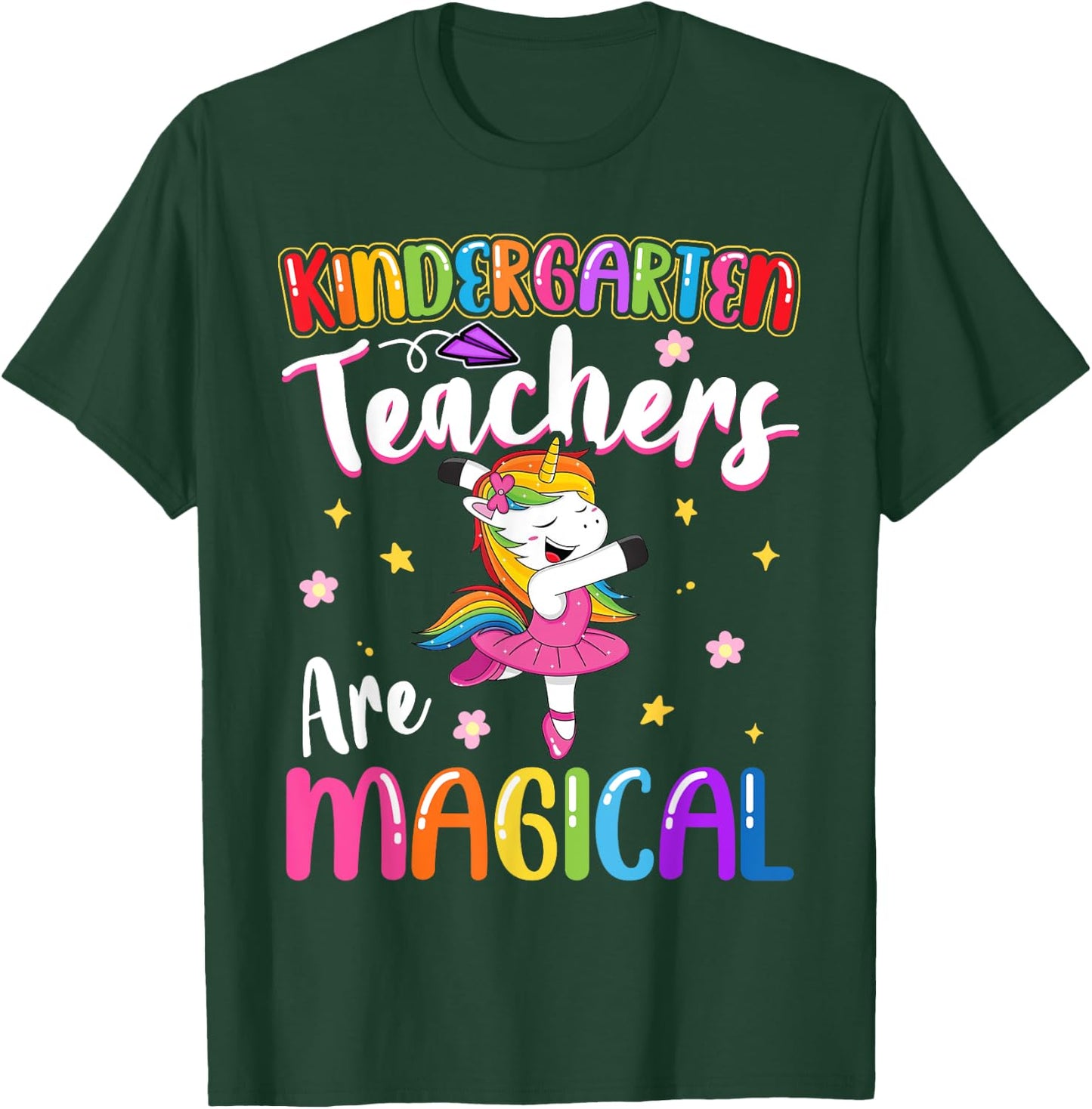Kindergarten Teachers Are Magical | Unicorn Teacher T-Shirt - T-Shirt | Forest