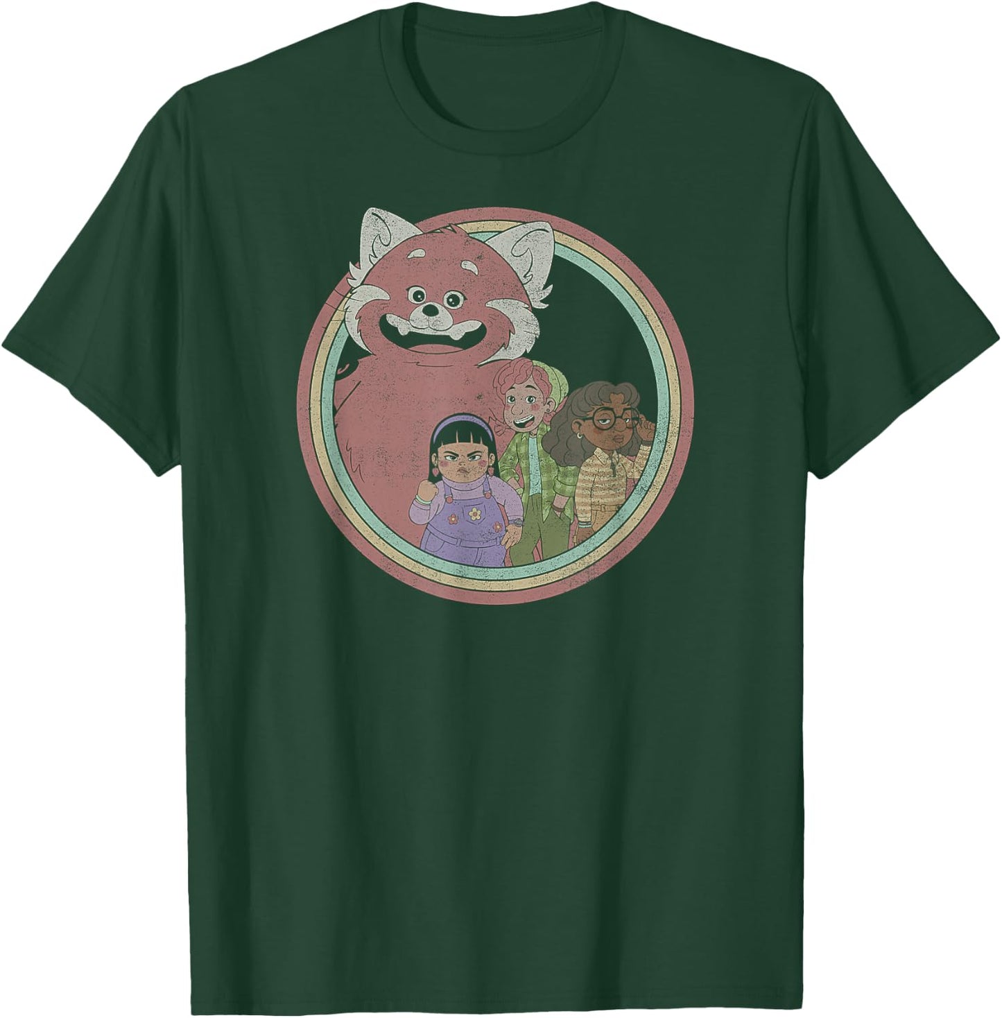 Disney Pixar Turning Red Retro Friend Circle T-Shirt - T-Shirt | Forest