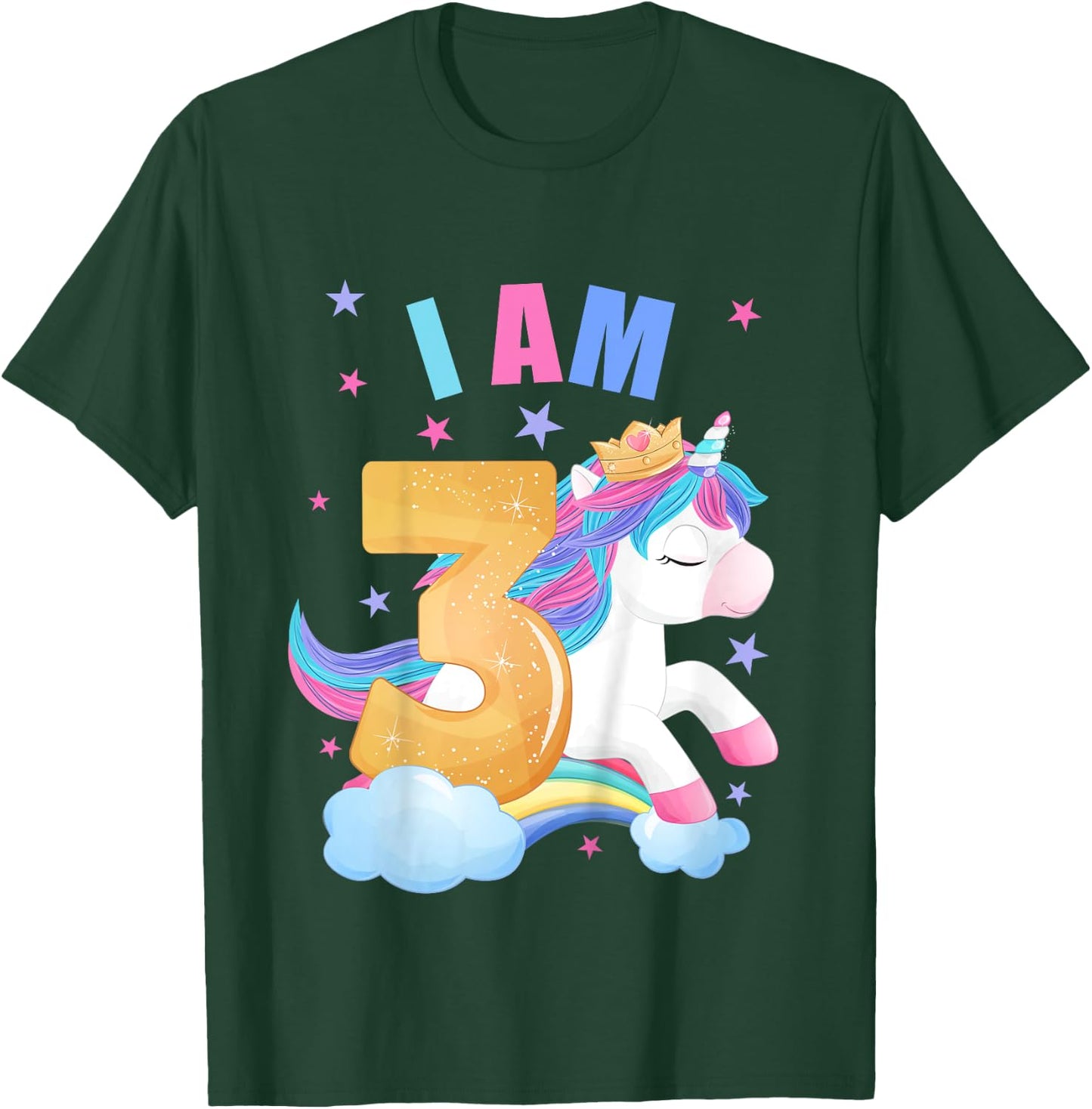 3 Years old 3 birthday outfit Boy girl Unicorn T-Shirt - T-Shirt | Forest