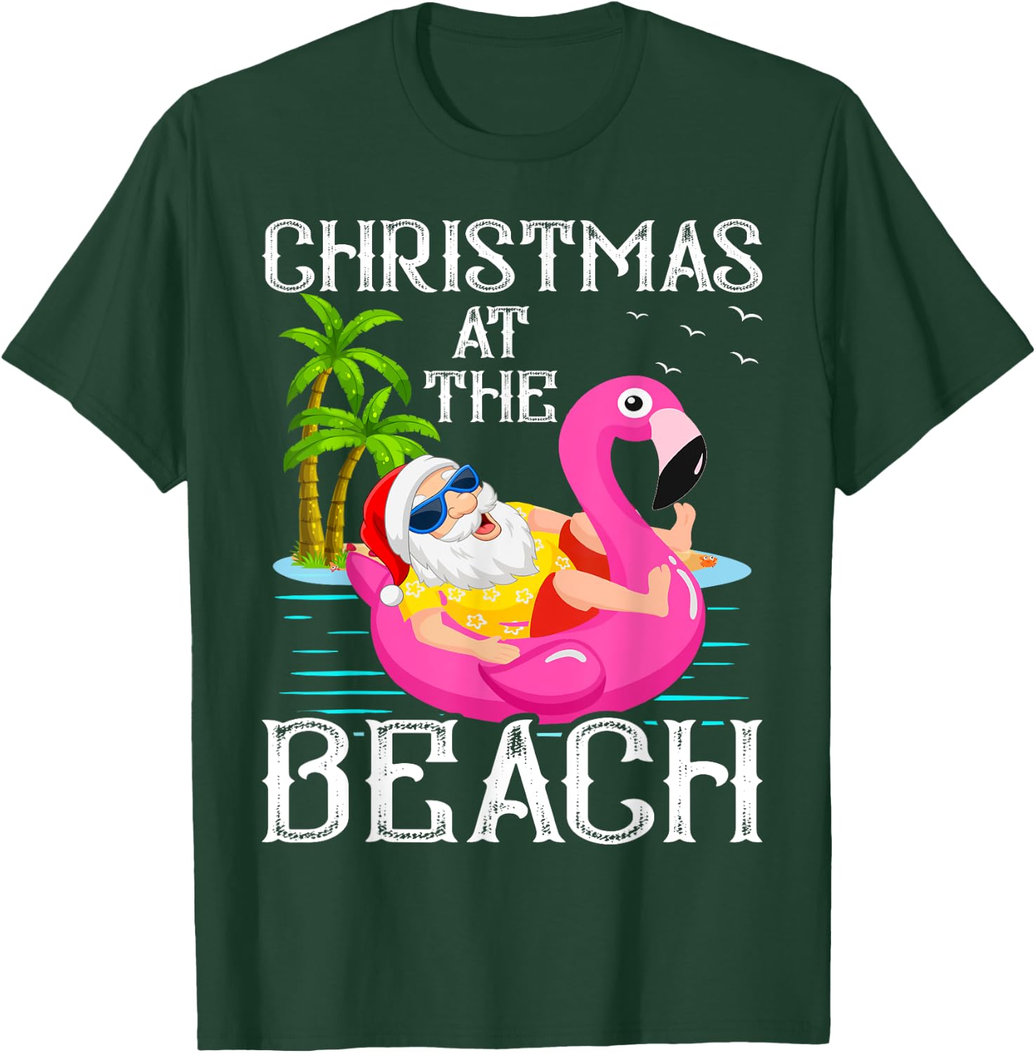 Funny Flamingo Float Santa Claus Christmas At The Beach Women Kids T-Shirt - T-Shirt | Forest