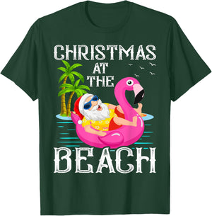 Funny Flamingo Float Santa Claus Christmas At The Beach Women Kids T-Shirt - T-Shirt | Forest