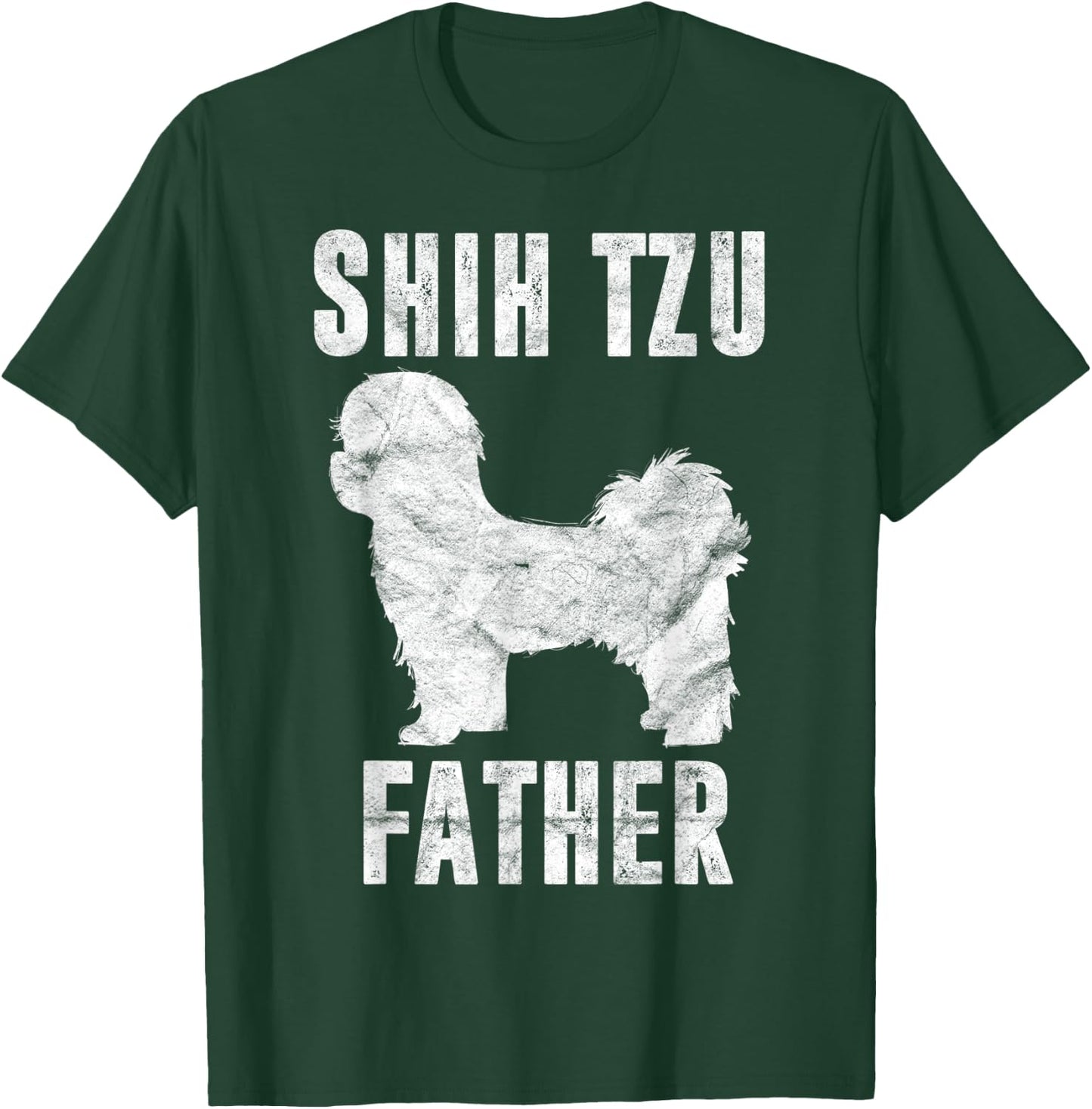 Vintage Shih Tzu Dad Gift Daddy Apparel Dog Father Pet Lover Women Kids T-Shirt - T-Shirt | Forest