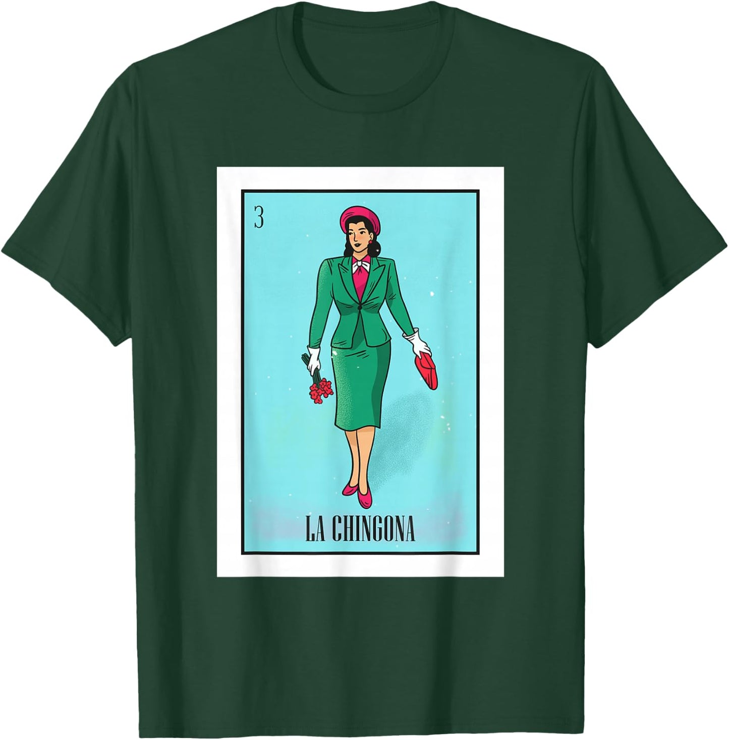La Chingona The Bad Ass Woman Card Mexican Lottery Card T-Shirt - T-Shirt | Forest