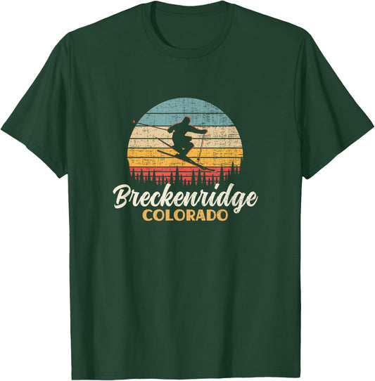 Breckenridge Colorado Skiing Vintage Mountain Ski Vacation T-Shirt - T-Shirt | Forest