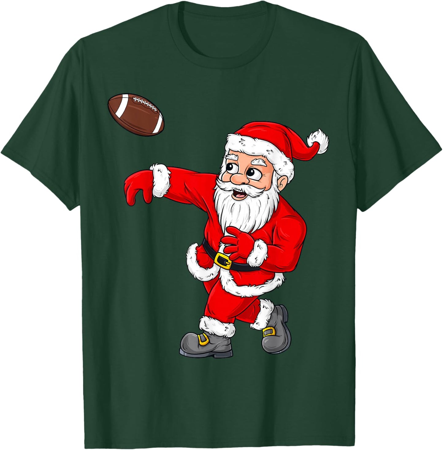 Christmas Santa Claus Football Quarterback Boys Kids Xmas T-Shirt - T-Shirt | Forest