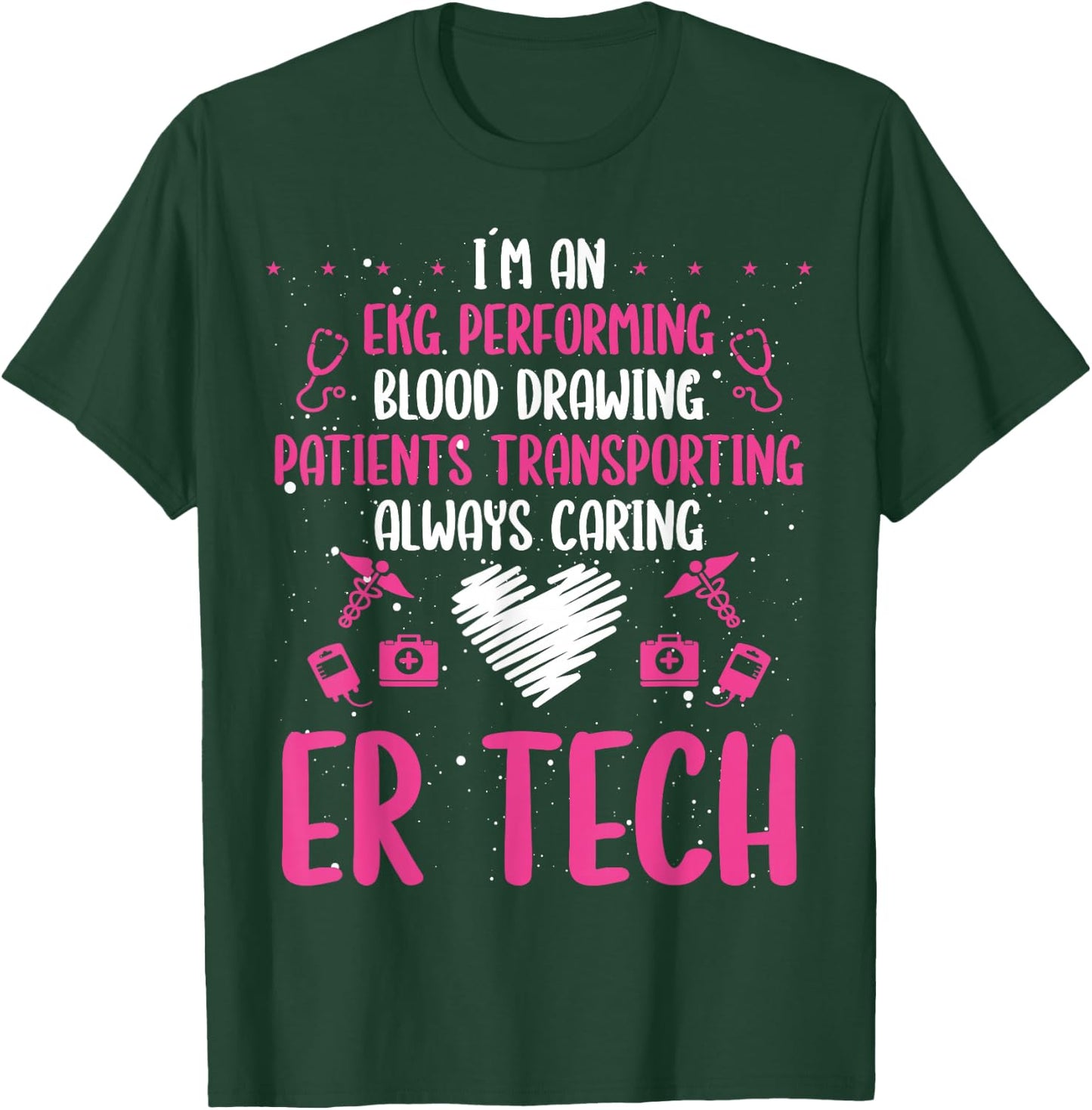 ER Tech Badge Buddy Emergency Room Technician Essentials T-Shirt - T-Shirt | Forest
