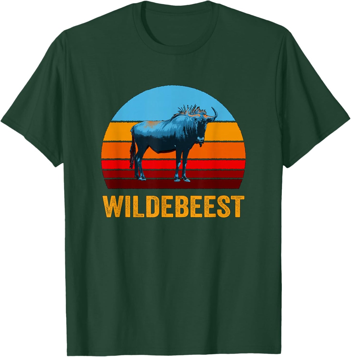 Retro Vintage Style Sunset Wildebeest T-Shirt - T-Shirt | Forest
