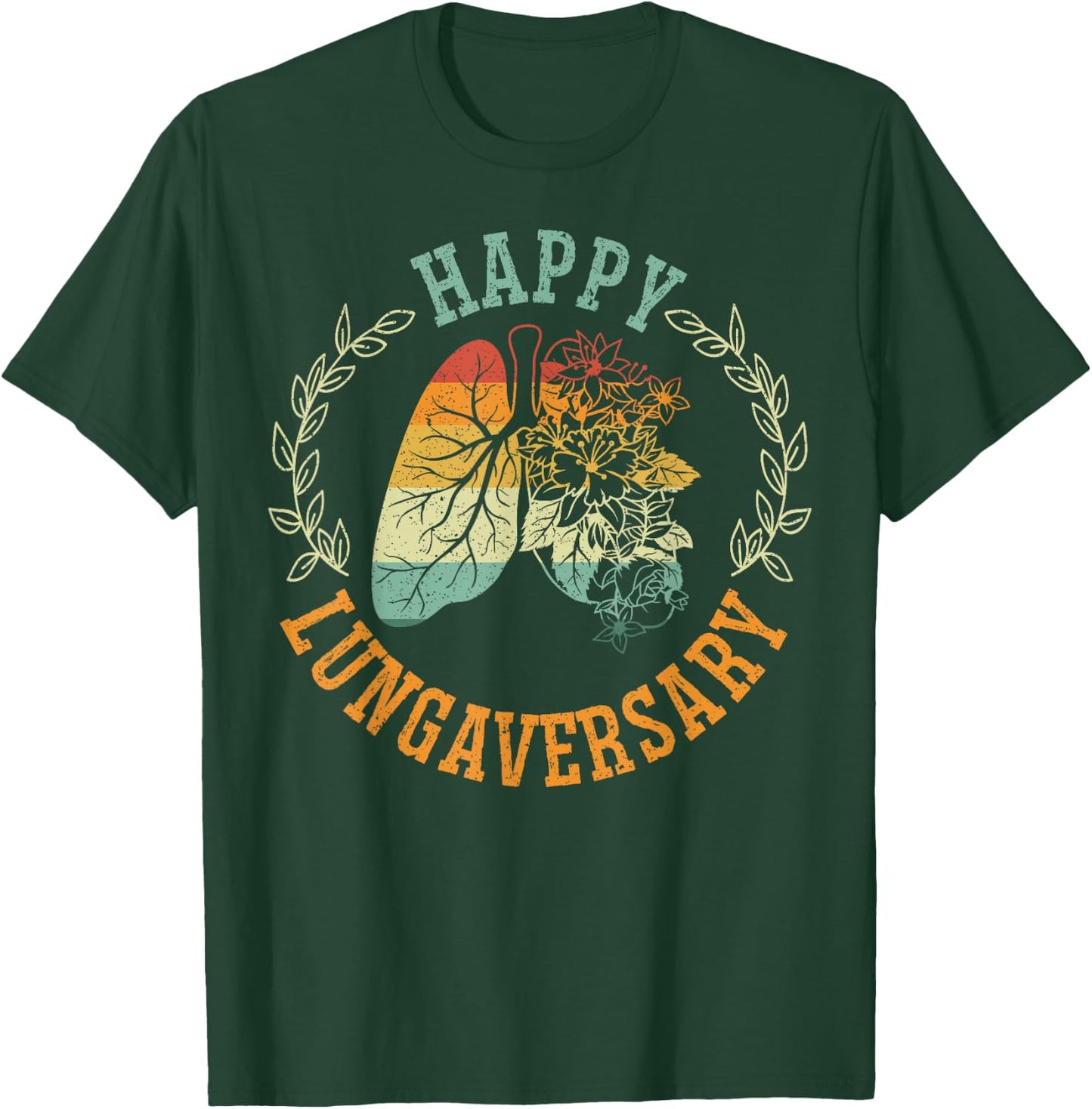 Organ Donation Lung Transplant SteMi Apparel Happy Lungaversary Lung Transplant Survivor Adult Black Short Sleeve T-Shirt - T-Shirt | Forest