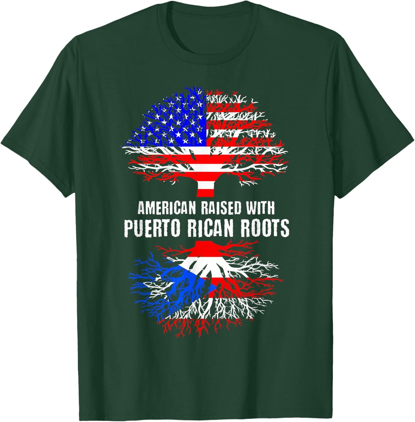 American Raised with Puerto Rican Roots USA Flag Puerto Rico Small T-Shirt - T-Shirt | Forest