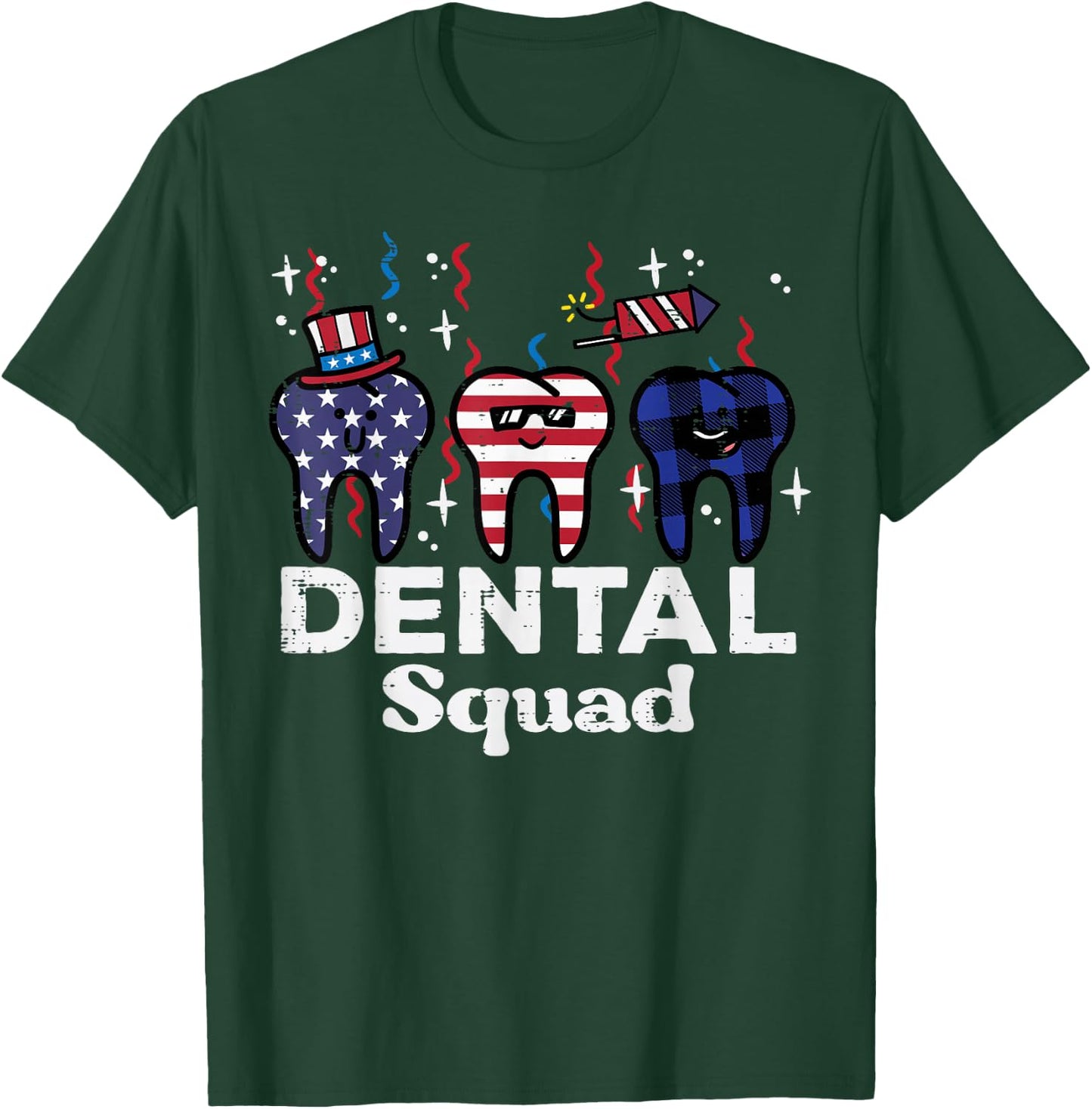 4th Of July Dental Squad Funny Patriotic Teeth Dentist Women T-Shirt - T-Shirt | Forest