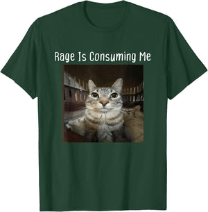 Rage Is Consuming Me Silly Staring Cat Meme T-Shirt - T-Shirt | Forest