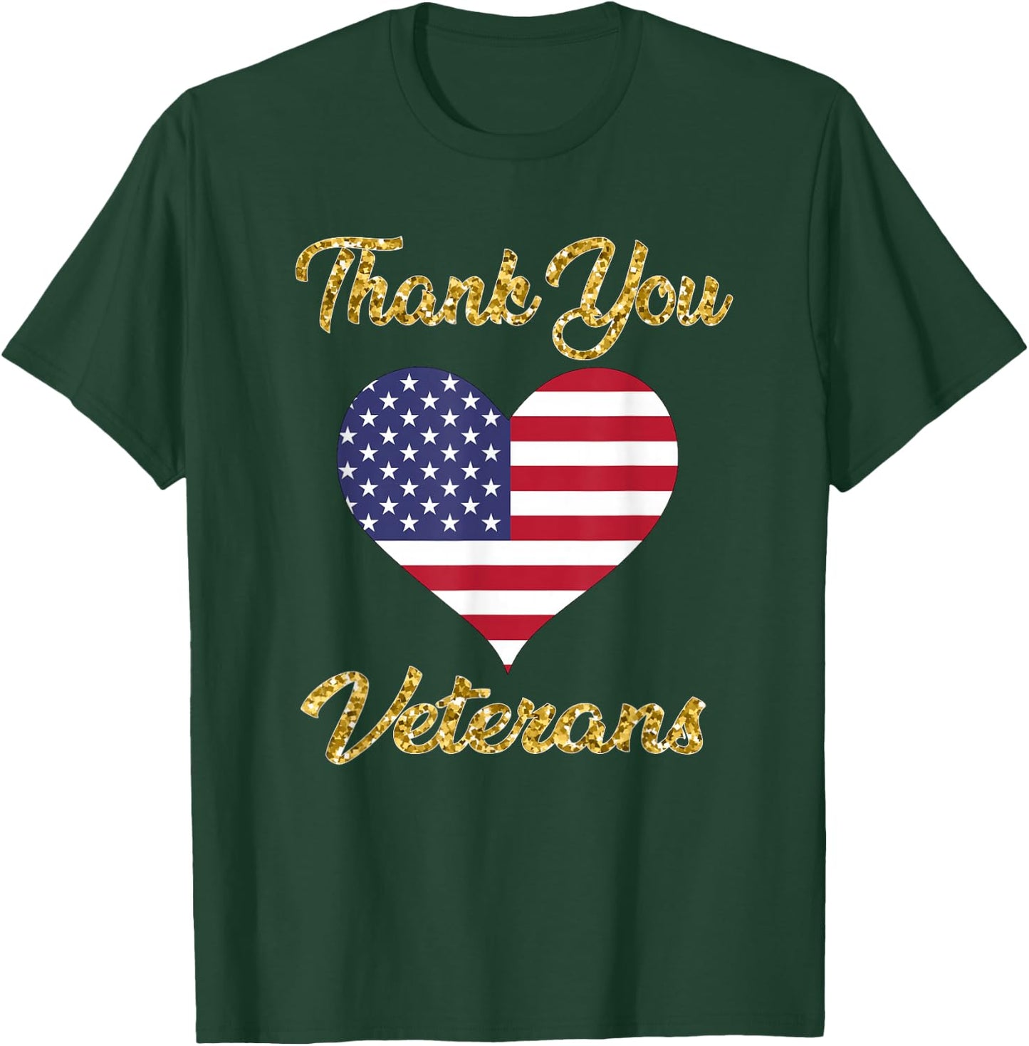 Veterans Day with American Flag Dad Women Kids T-Shirt - T-Shirt | Forest