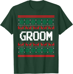 Groom Bride Ugly Christmas Sweater Wedding Engagement T-Shirt - T-Shirt | Forest