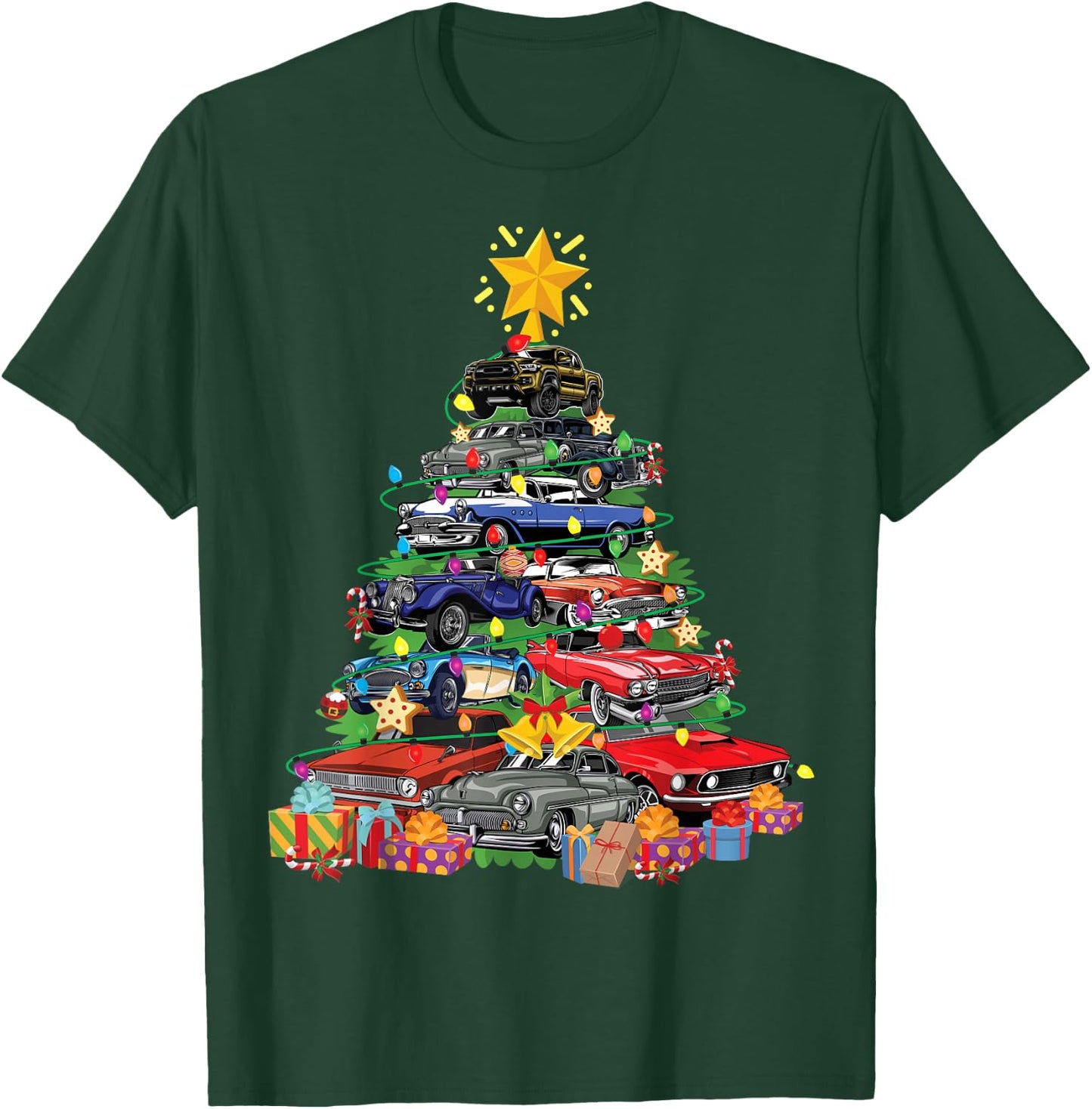 Hotrods Classic Muscle Car Christmas Tree Kids Toddlers T-Shirt - T-Shirt | Forest