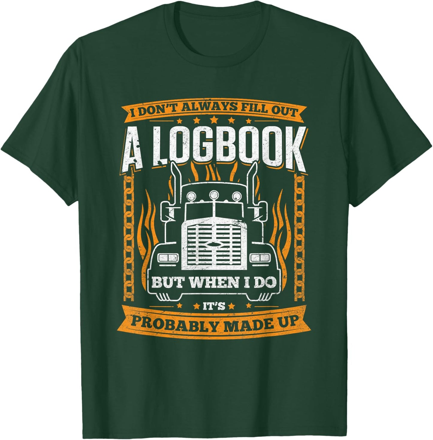 Trucker Gifts Men Women Logbook - Funny Truck Driver T-Shirt - T-Shirt | Forest