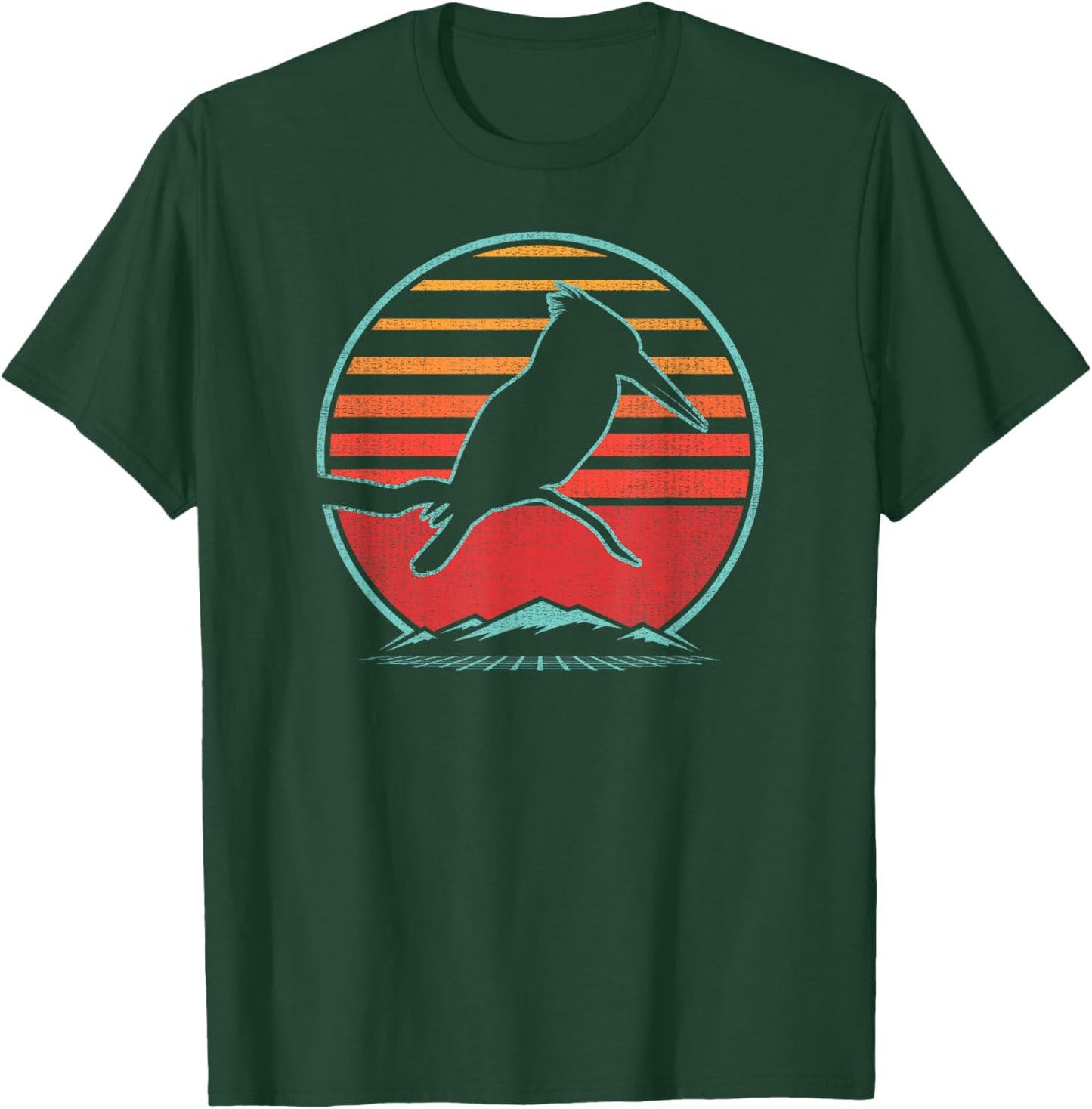 Kingfisher Bird Retro Vintage 80s Style Birding Gift T-Shirt - T-Shirt | Forest