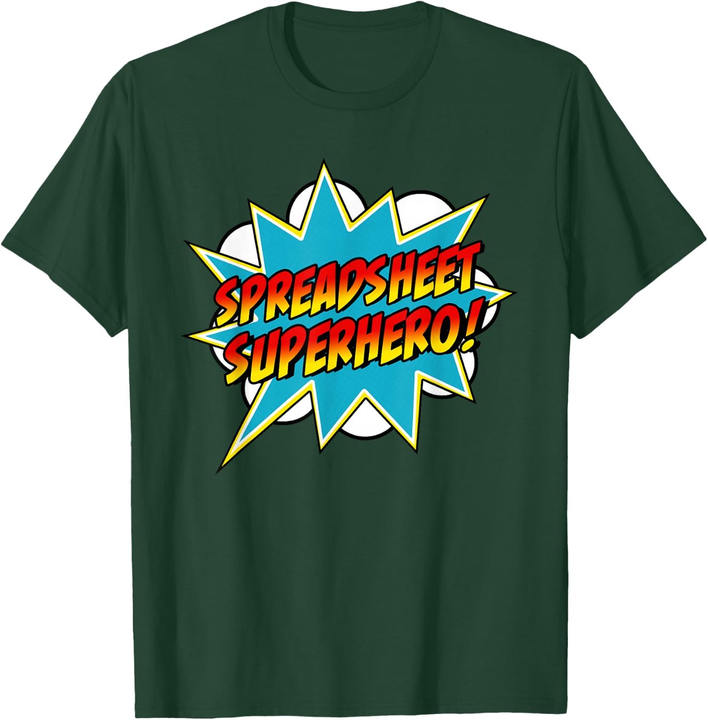 Spreadsheet Superhero | Retro Comic Accountant T-Shirt - T-Shirt | Forest