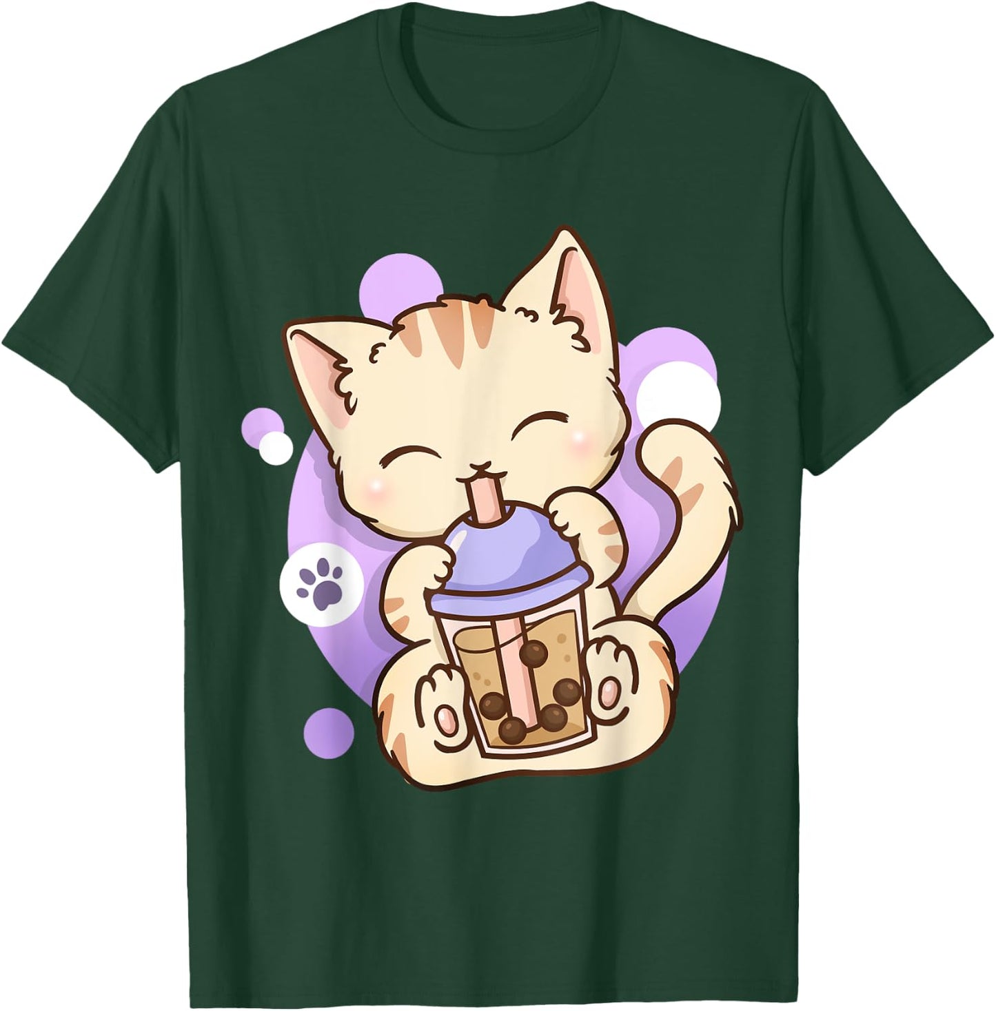 Cat Boba Tea Bubble Tea Anime Kawaii Neko T-Shirt - T-Shirt | Forest