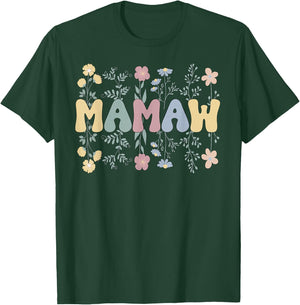 Groovy Mamaw Grandmother Flowers Mamaw Grandma T-Shirt - T-Shirt | Forest